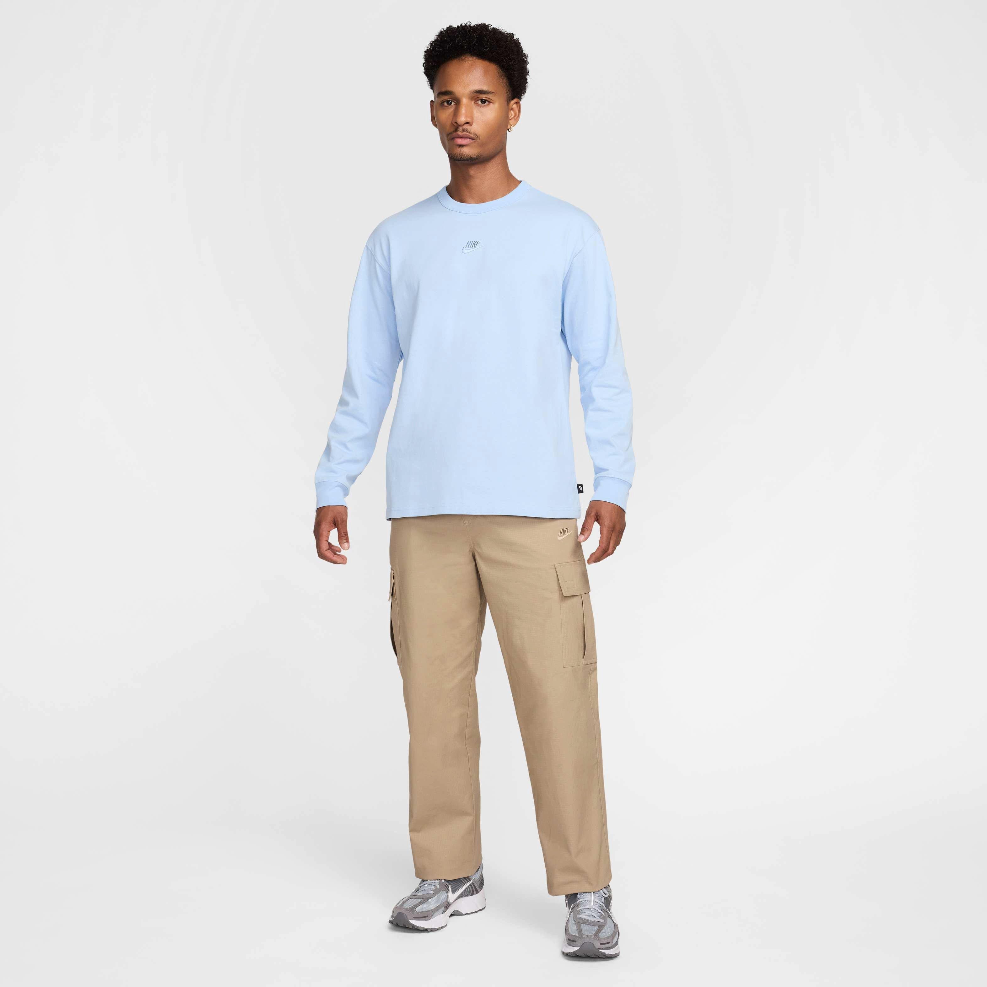 Nike Men's Sportswear Premium Essentials Long-Sleeve Loose T-Shirt - BLUE Thumbnail View 6