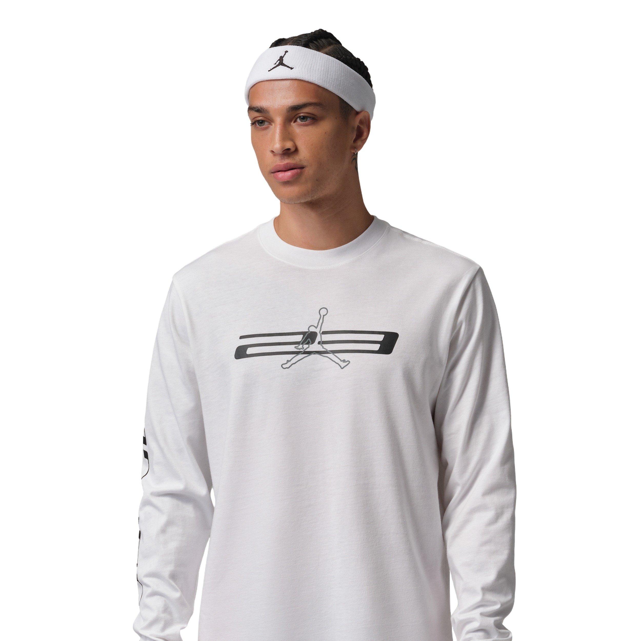 Jordan Men's Sport Dri-FIT Graphic Long Sleeve Crewneck Sweatshirt - WHITE Thumbnail View 1