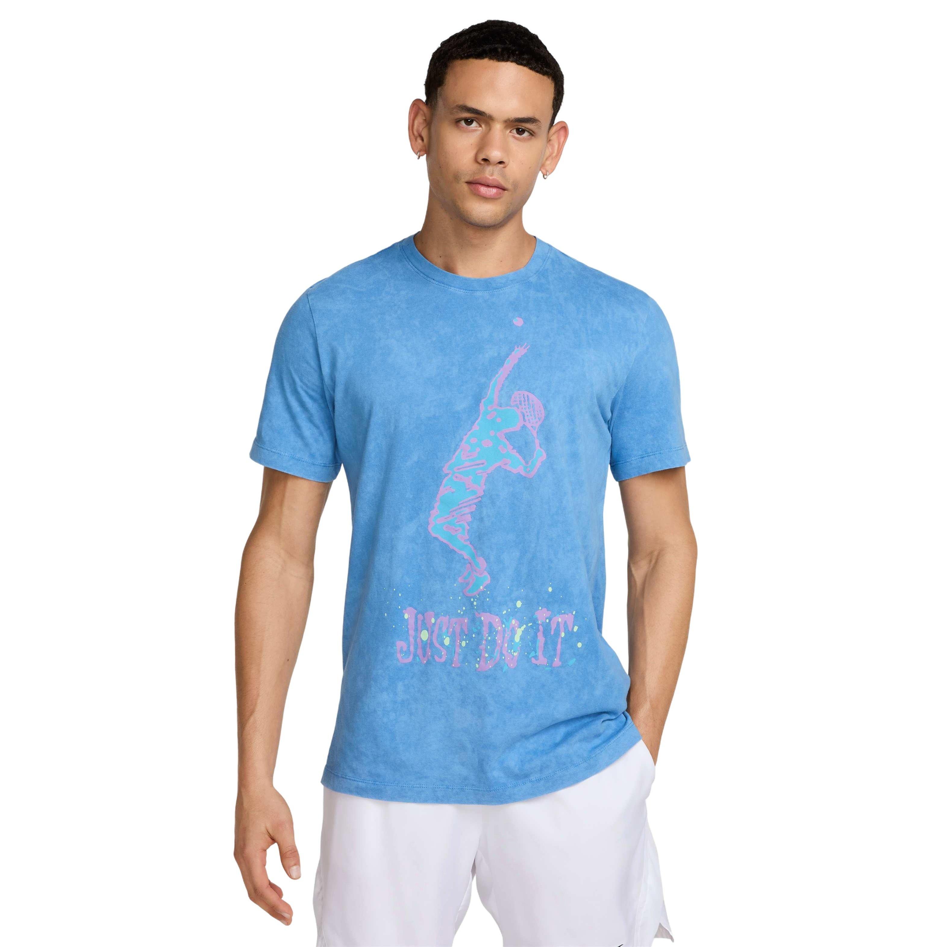 NikeCourt Men's OC Serve Tennis T-Shirt - LT BLUE Thumbnail View 1