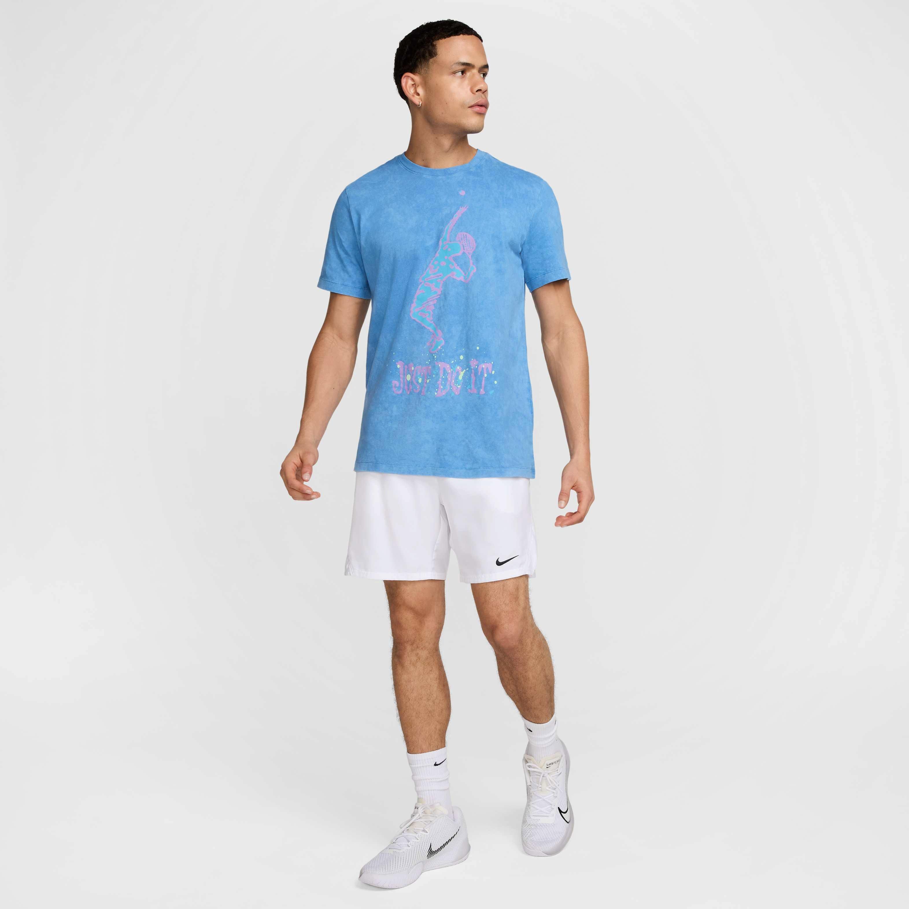 NikeCourt Men's OC Serve Tennis T-Shirt - LT BLUE Thumbnail View 5