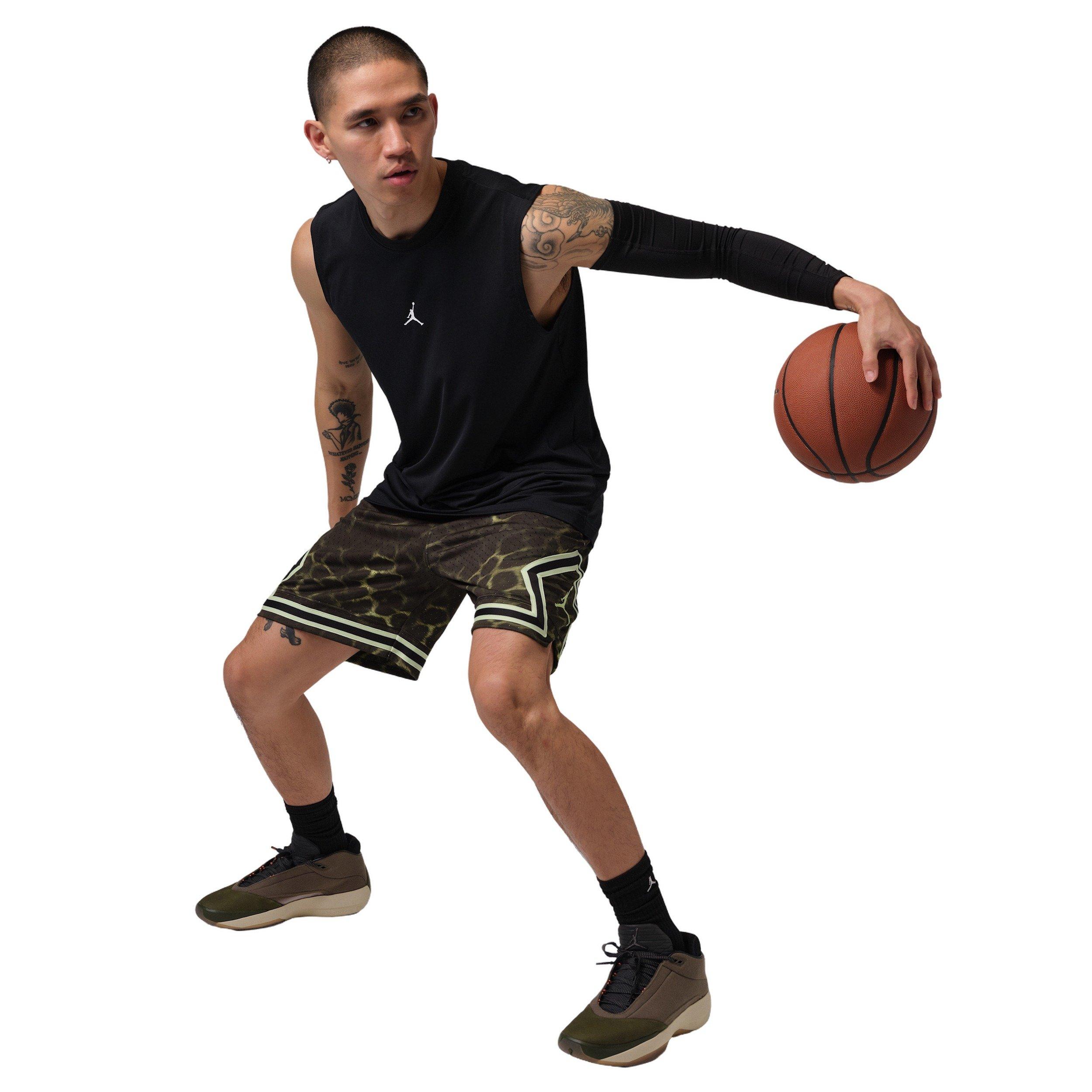 Jordan Men's Sport Dri-FIT Printed Diamond Shorts - BLACK/GREEN Thumbnail View 6