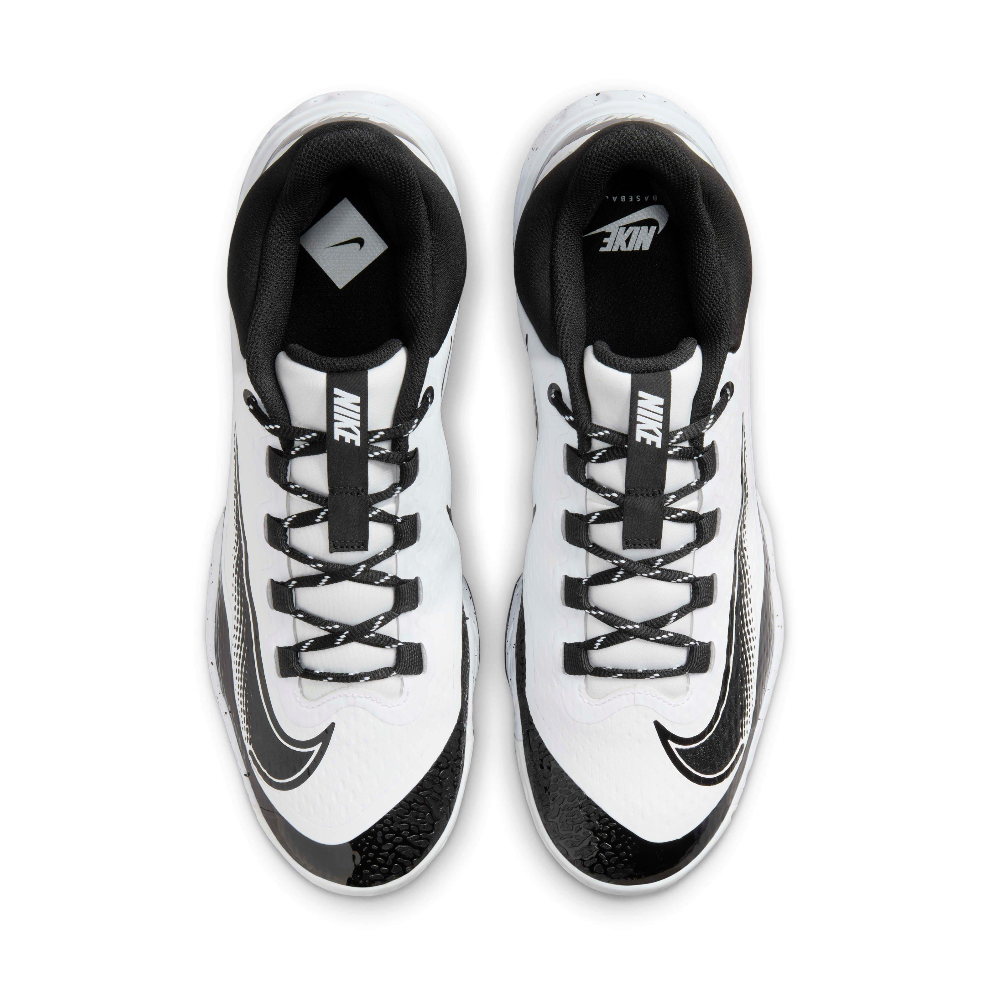 Nike Alpha Huarache Elite 4 Low "White/Black" Men's Baseball Cleat - WHITE/BLACK Thumbnail View 4