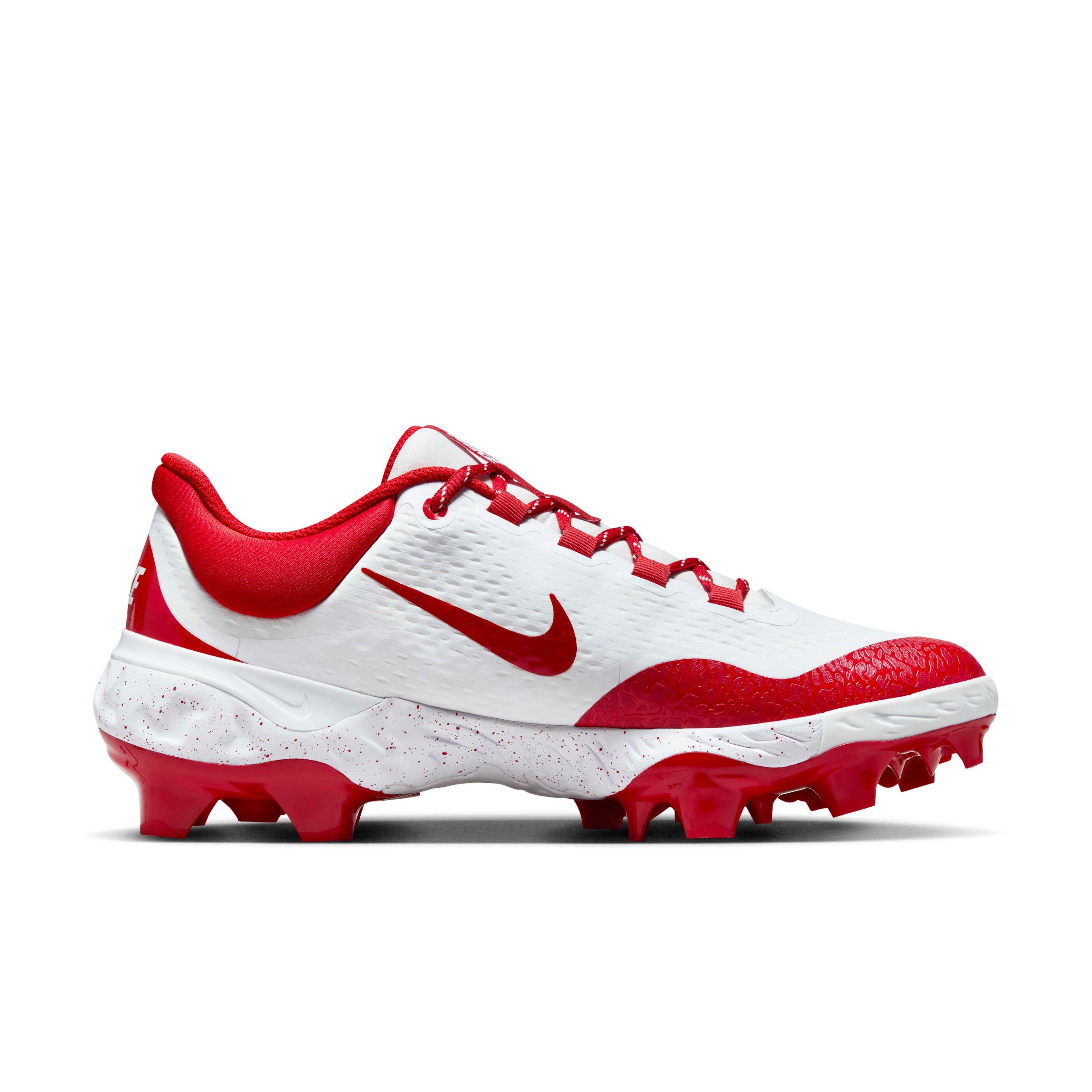 Nike Alpha Huarache Elite 4 Low MCS "White/University Red" Men's Baseball Cleat - WHITE/RED Thumbnail View 1