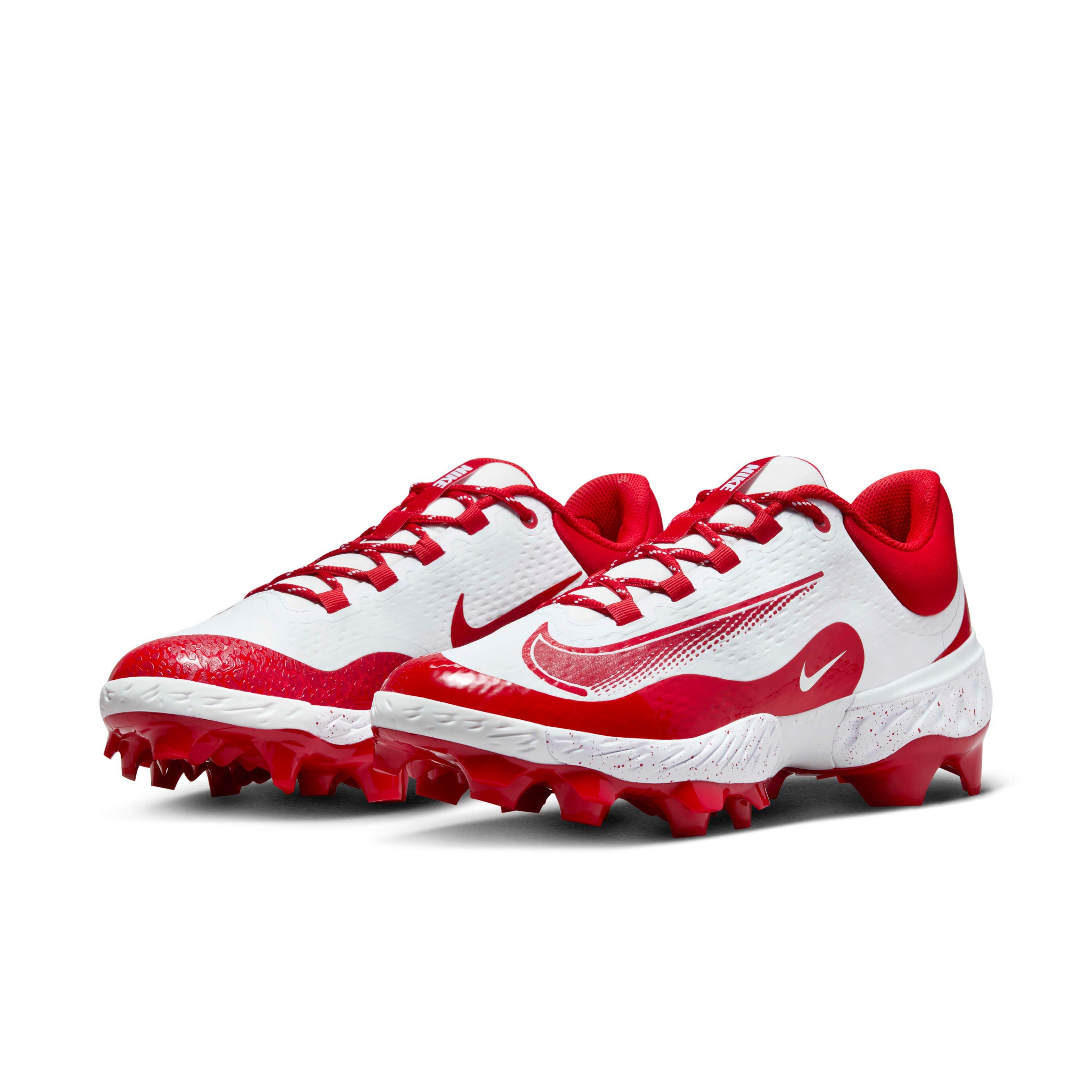 Nike Alpha Huarache Elite 4 Low MCS "White/University Red" Men's Baseball Cleat - WHITE/RED Thumbnail View 3