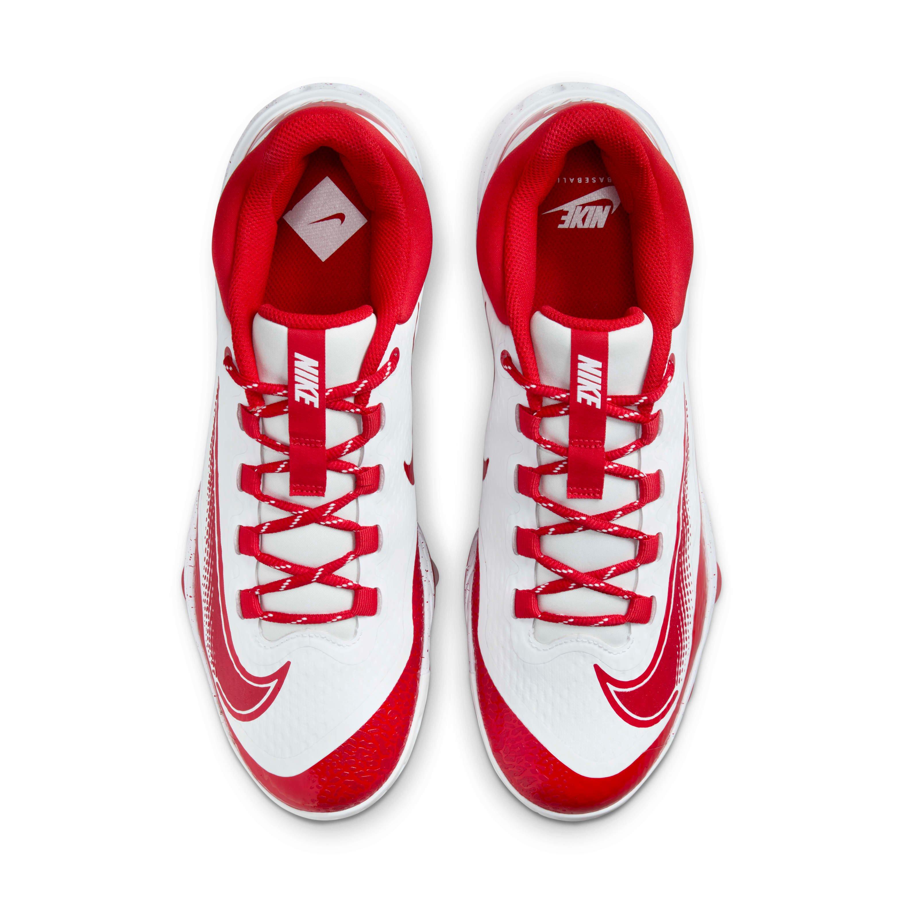 Nike Alpha Huarache Elite 4 Low MCS "White/University Red" Men's Baseball Cleat - WHITE/RED Thumbnail View 4
