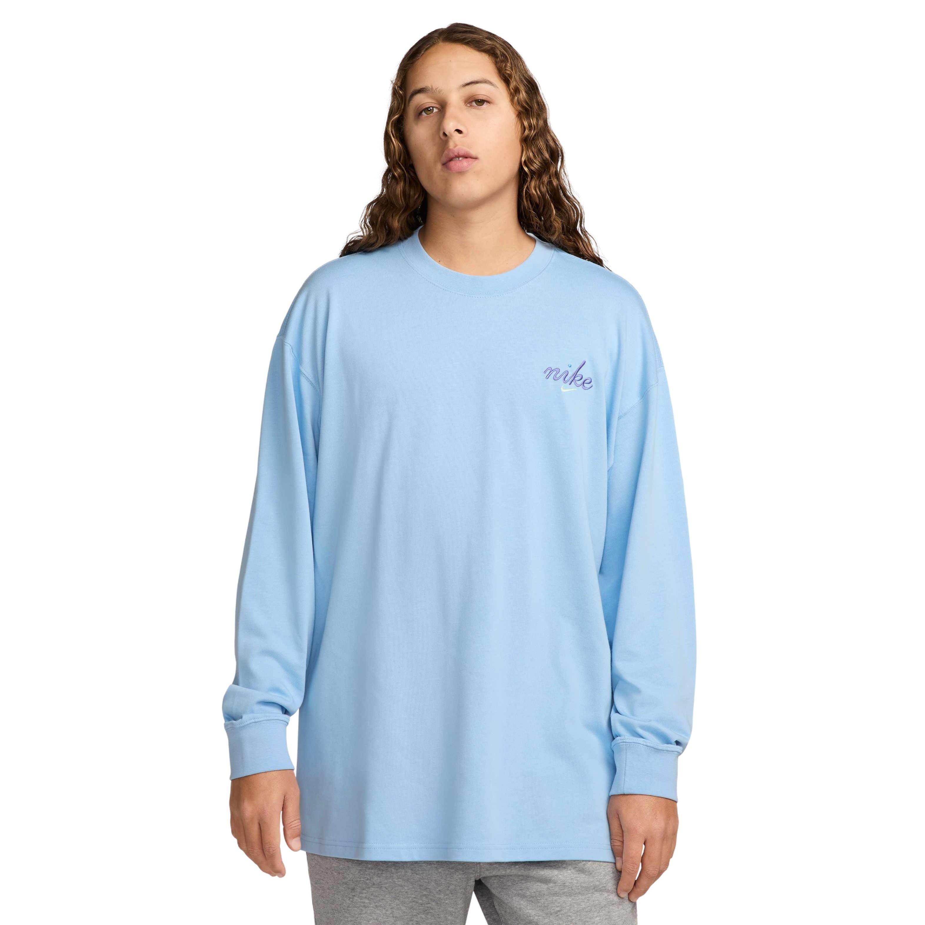 Nike Unisex Sportswear Long-Sleeved Max90 LBR Craft T-Shirt - LT BLUE Thumbnail View 1