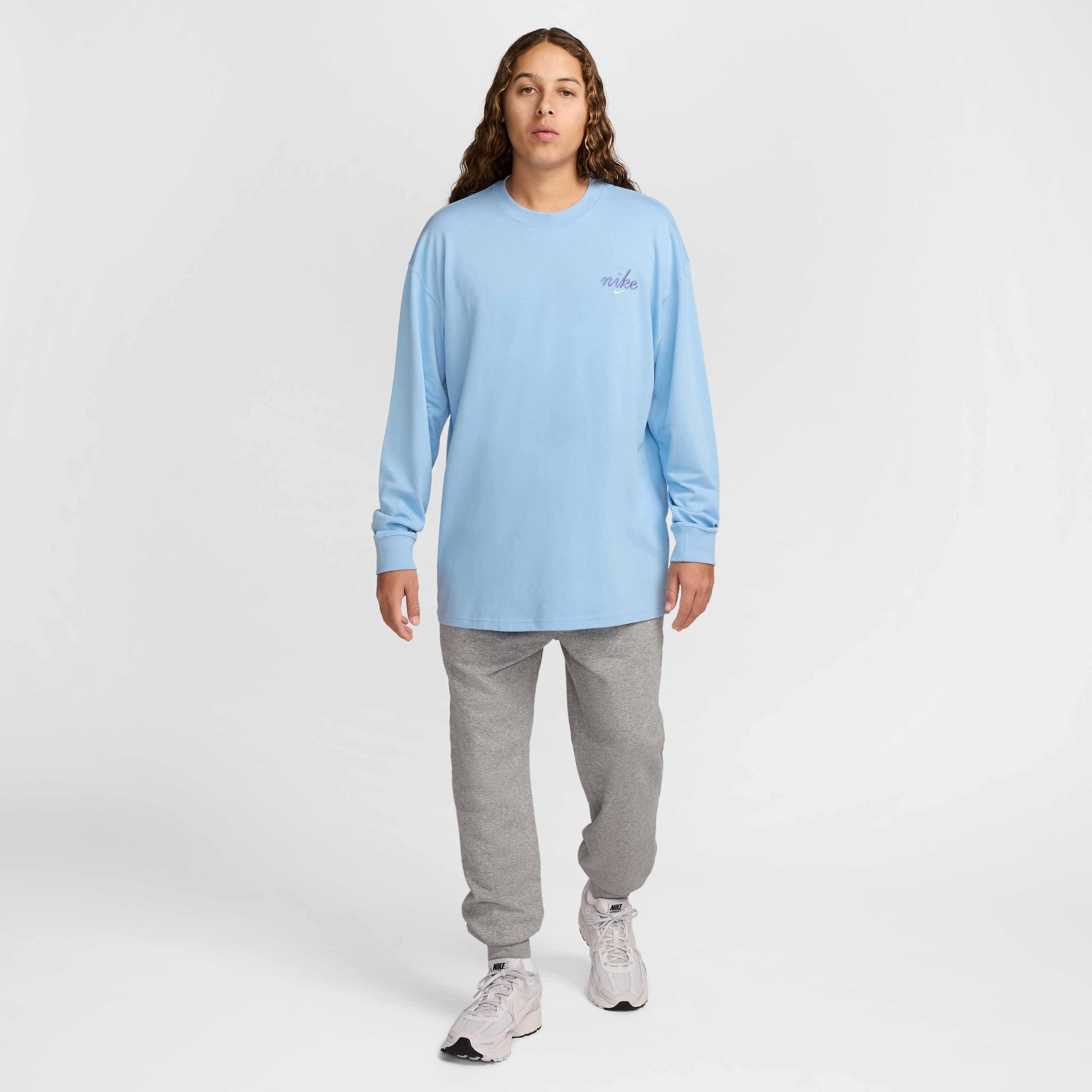 Nike Unisex Sportswear Long-Sleeved Max90 LBR Craft T-Shirt - LT BLUE Thumbnail View 6