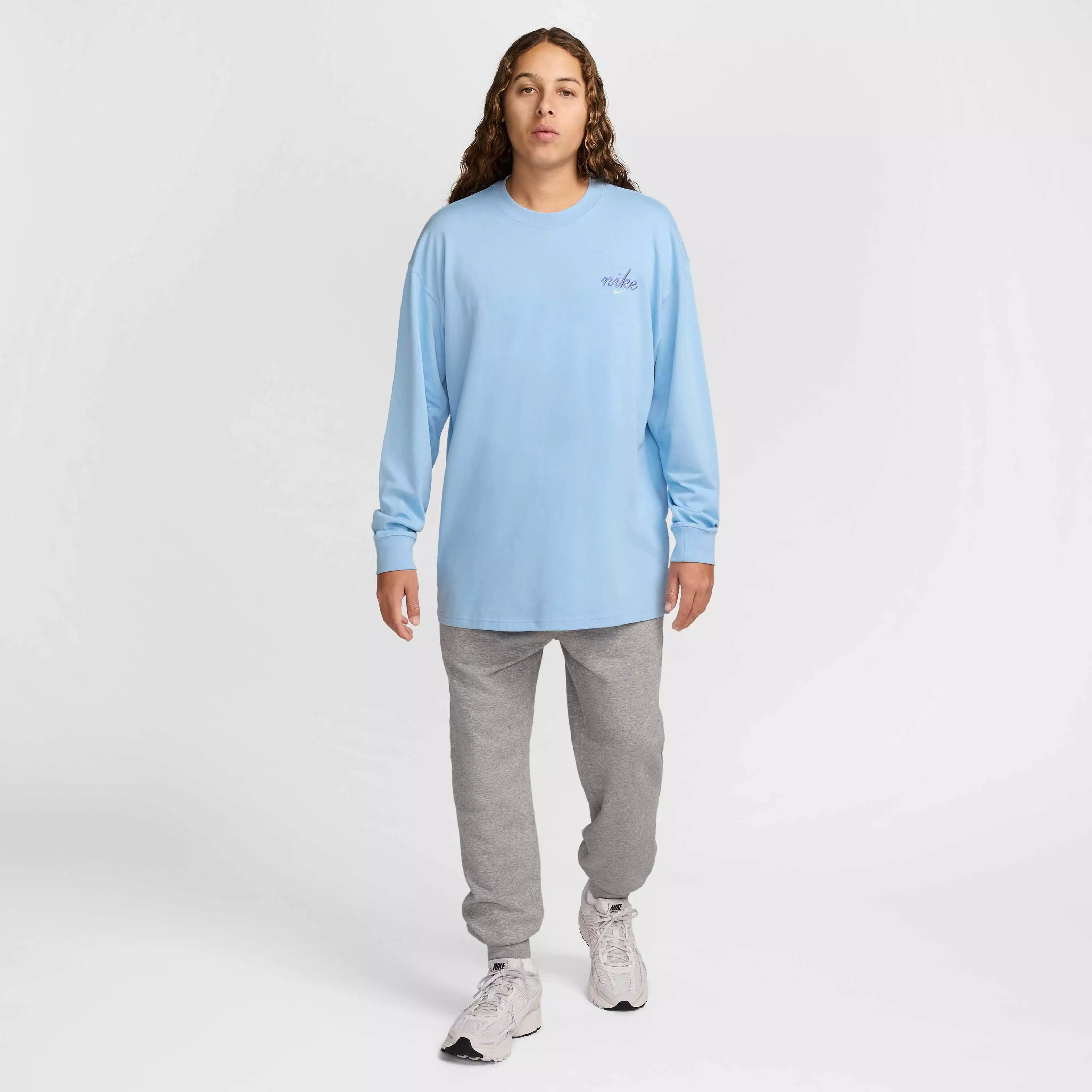 Nike Unisex Sportswear Long-Sleeved Max90 LBR Craft T-Shirt - LT BLUE