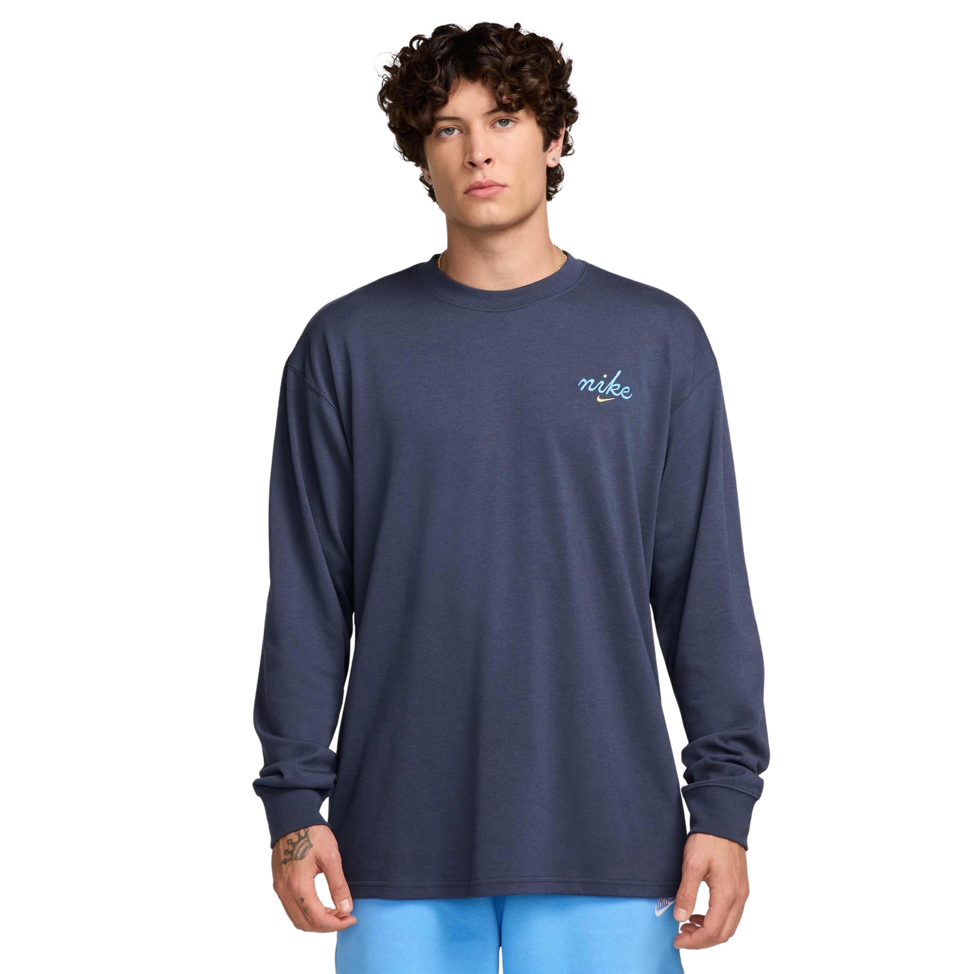 Nike Unisex Sportswear Long-Sleeved Max90 LBR Craft T-Shirt - DK BLUE Thumbnail View 1