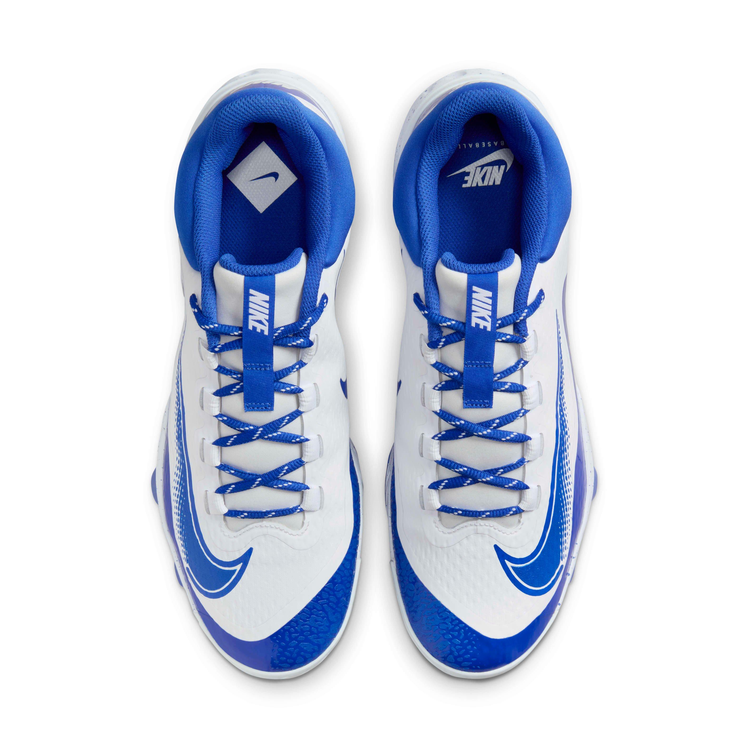 Nike Alpha Huarache Elite 4 Low MCS "White/Hyper Royal" Men's Baseball Cleat - WHITE/ROYAL Thumbnail View 4