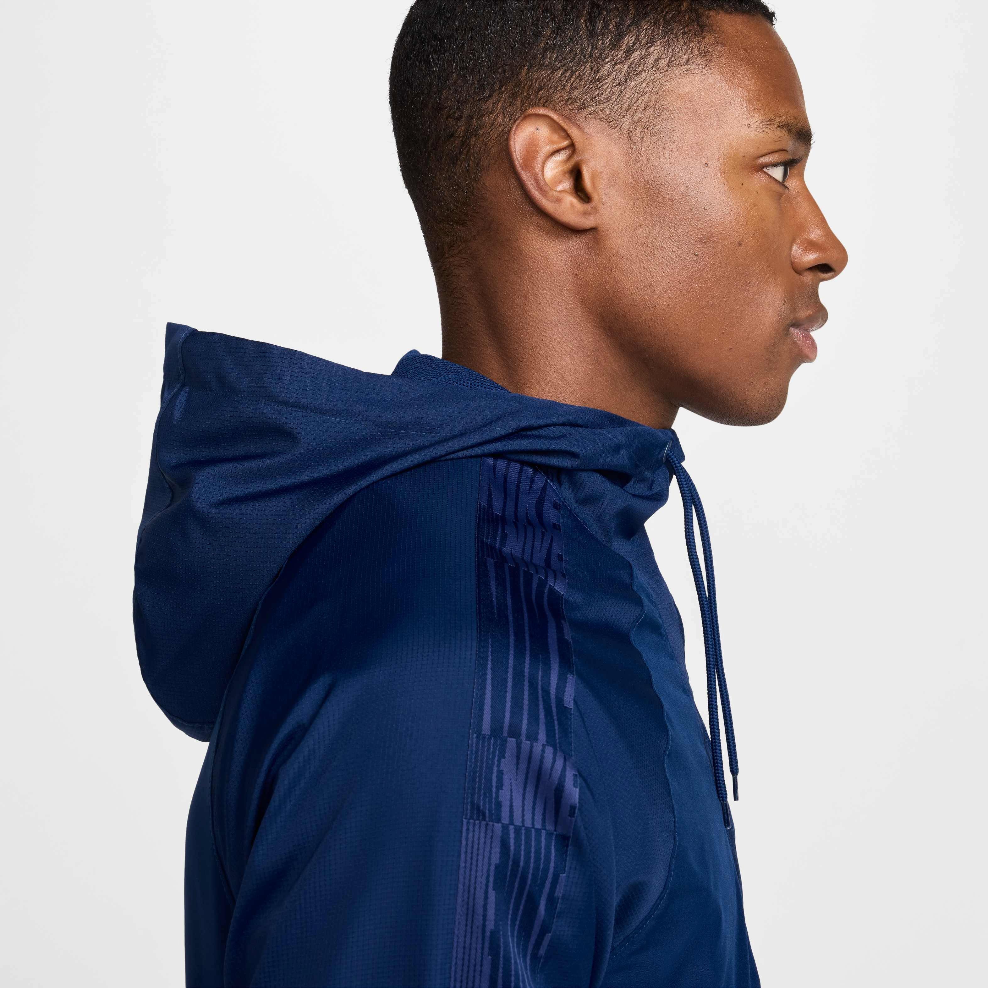 Nike Men's Academy+ Repel Soccer Anorak Jacket - BLUE Thumbnail View 6