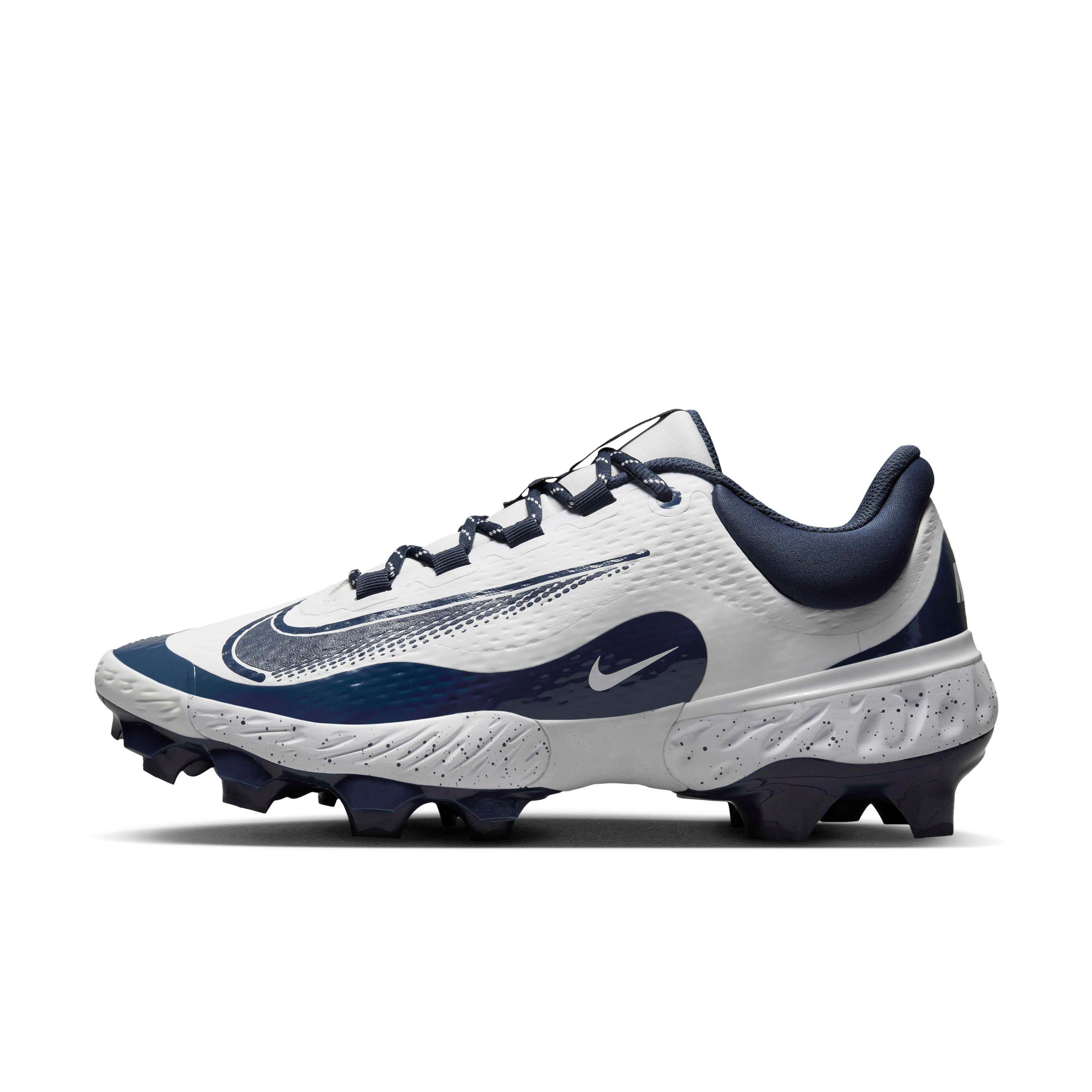 Nike Alpha Huarache Elite 4 Low MCS "White/Midnight Navy" Men's Baseball Cleat - WHITE/NAVY Thumbnail View 2