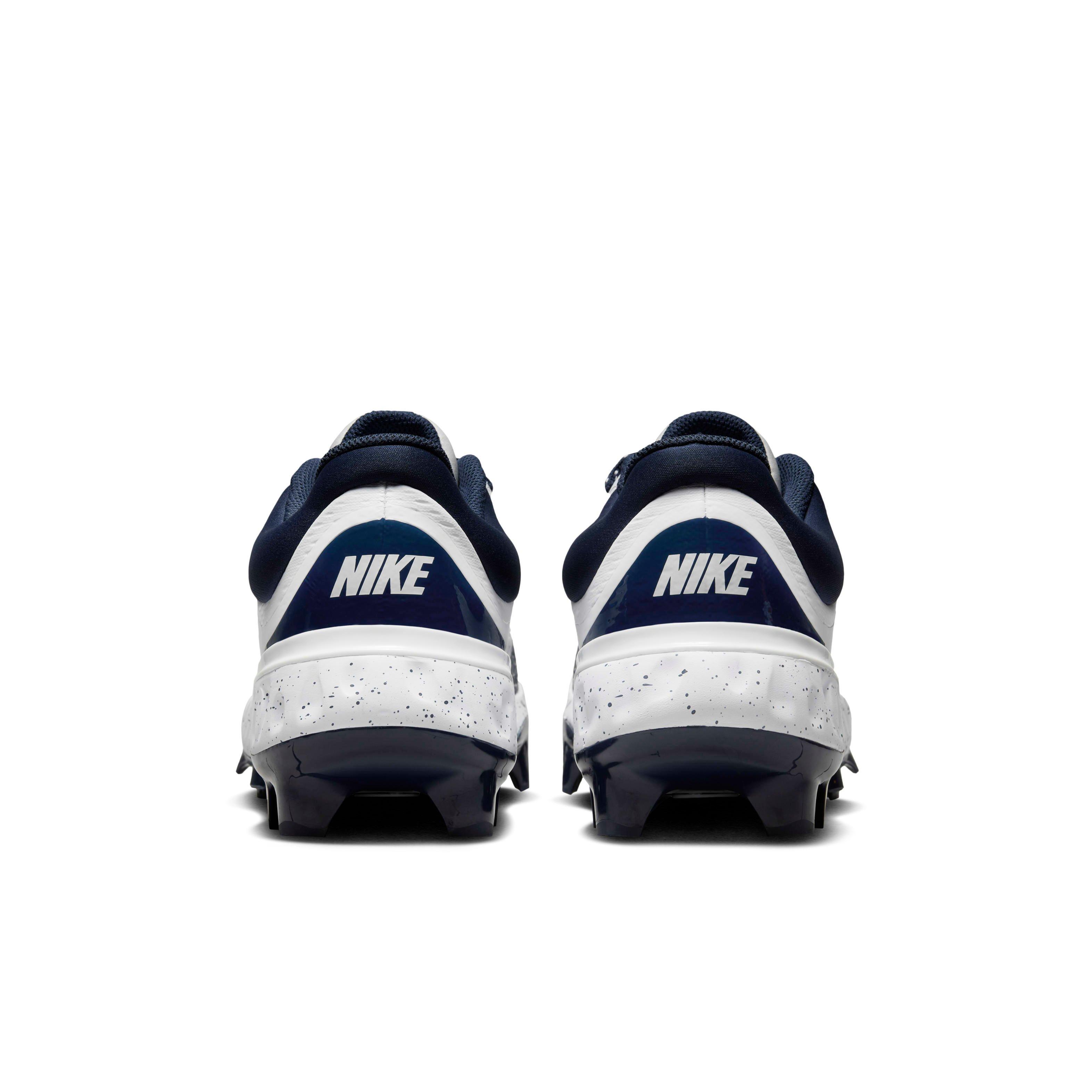 Nike Alpha Huarache Elite 4 Low MCS "White/Midnight Navy" Men's Baseball Cleat - WHITE/NAVY Thumbnail View 5