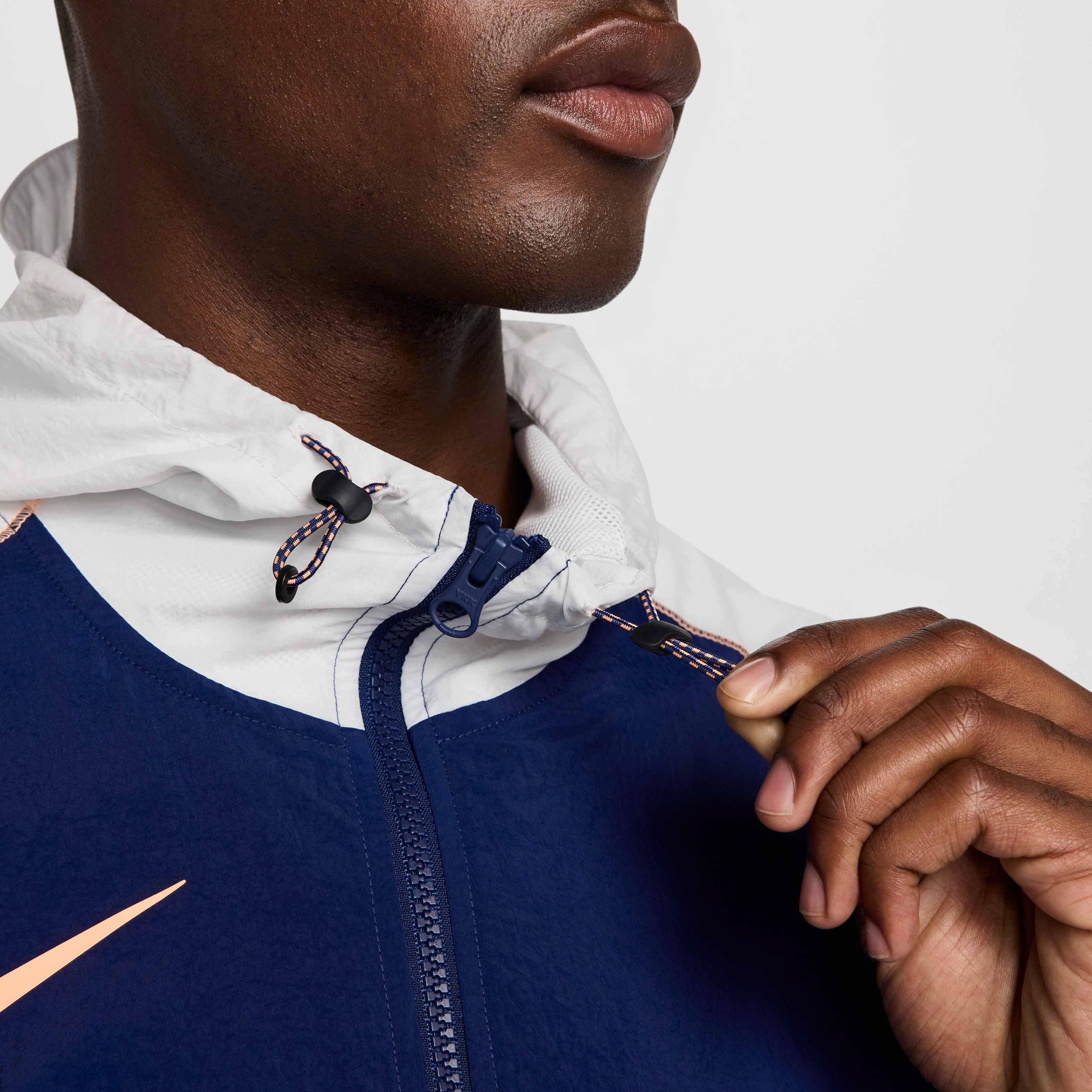 Nike Men's Strike+ Water-Repellent Hooded Soccer Jacket - BLUE Thumbnail View 4