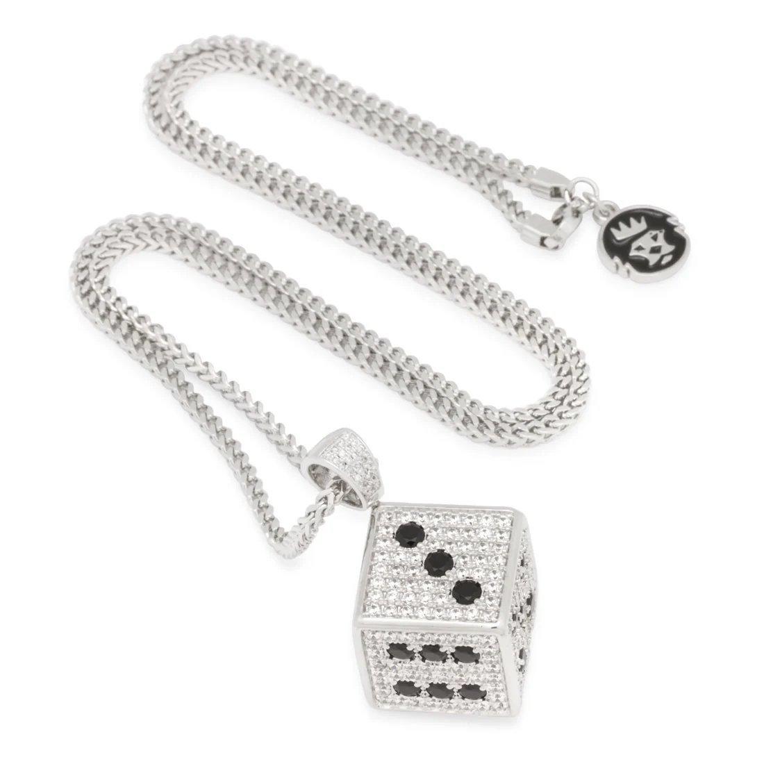 King Ice Dice Necklace - White Gold - WHITE GOLD