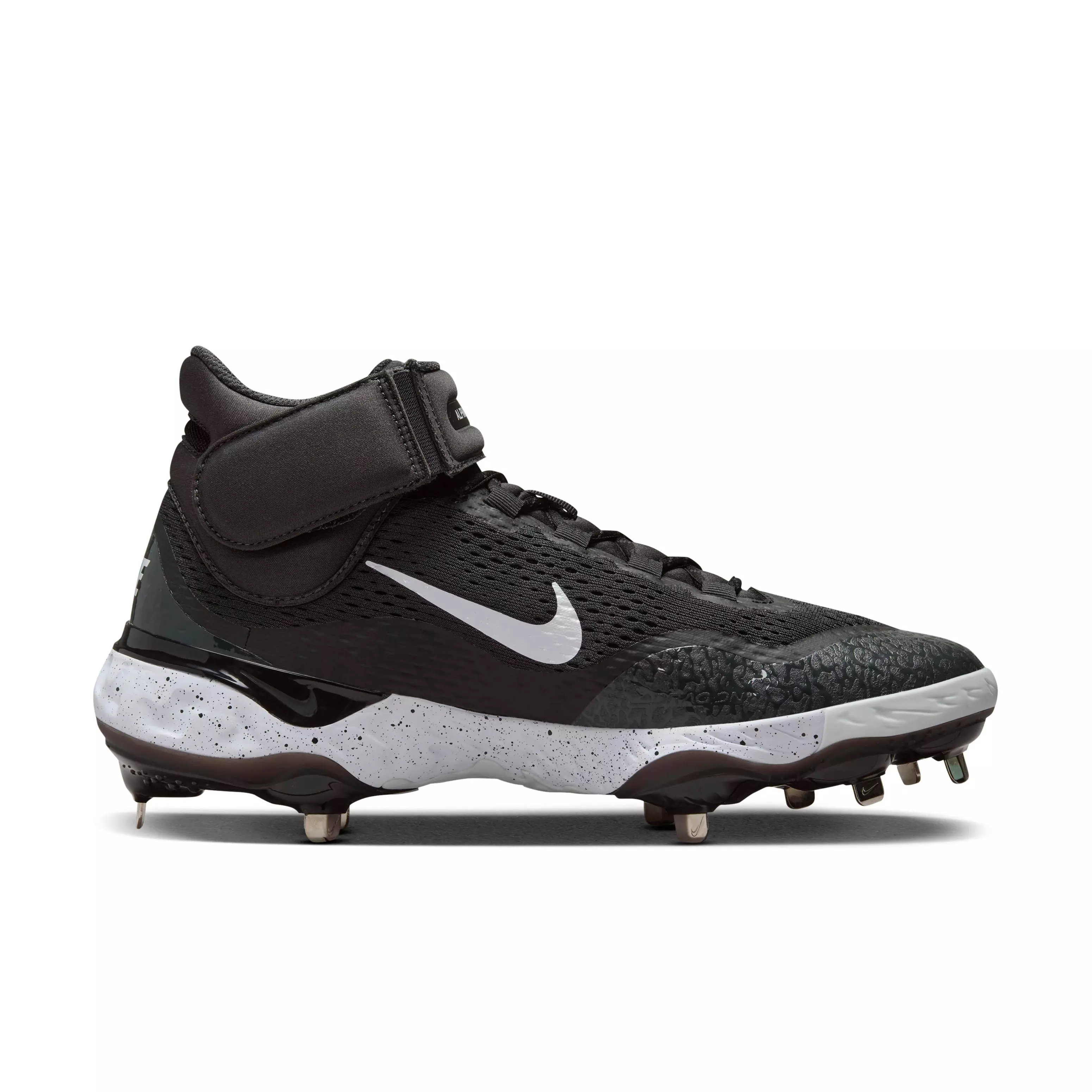 Nike Alpha Huarache Elite 4 Mid "Black/Dark Smoke Grey/White" Men's Baseball Cleat - BLACK/DK GREY/WHITE