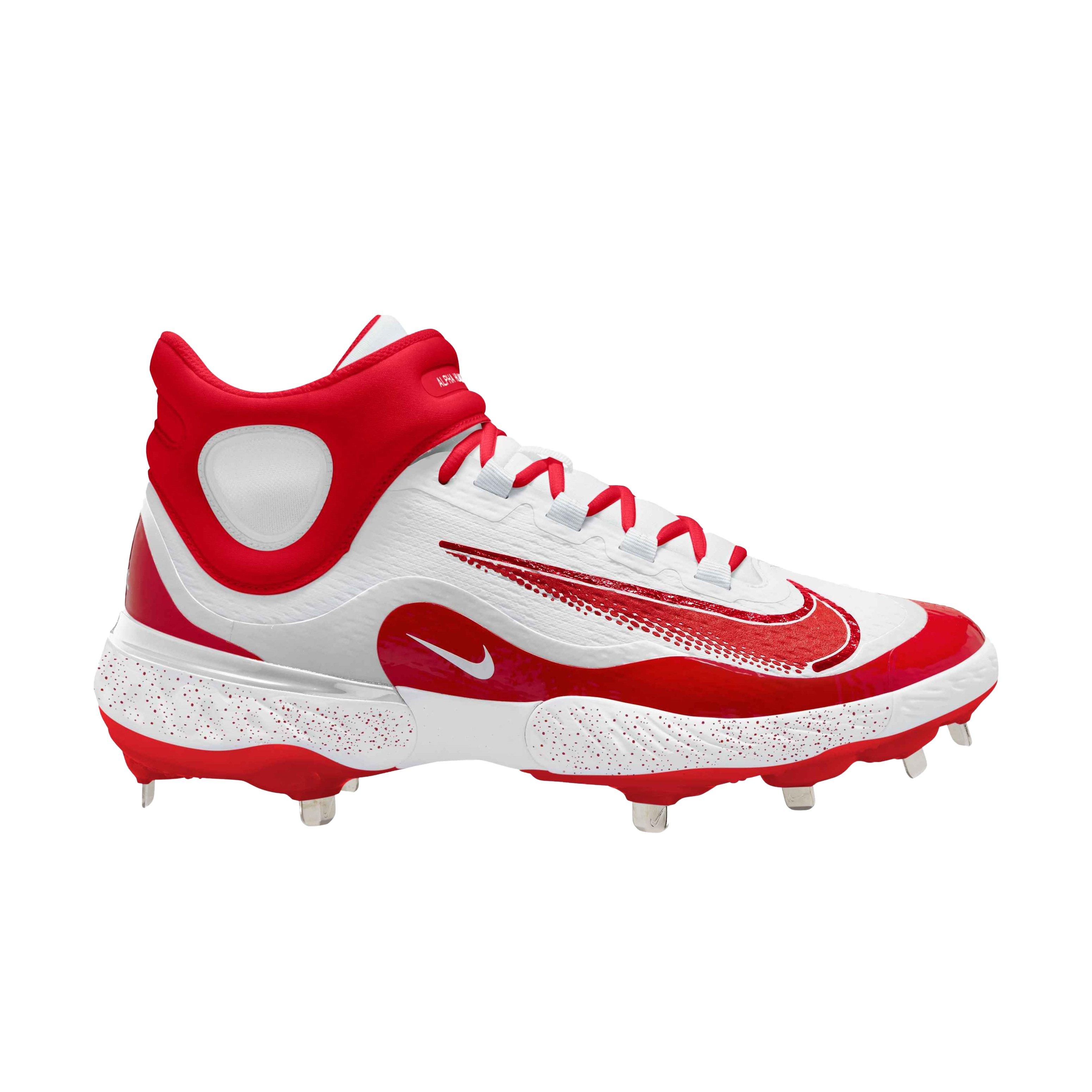 Nike Alpha Huarache Elite 4 Mid "White/Red" Men's Baseball Cleat - WHITE/RED Thumbnail View 1