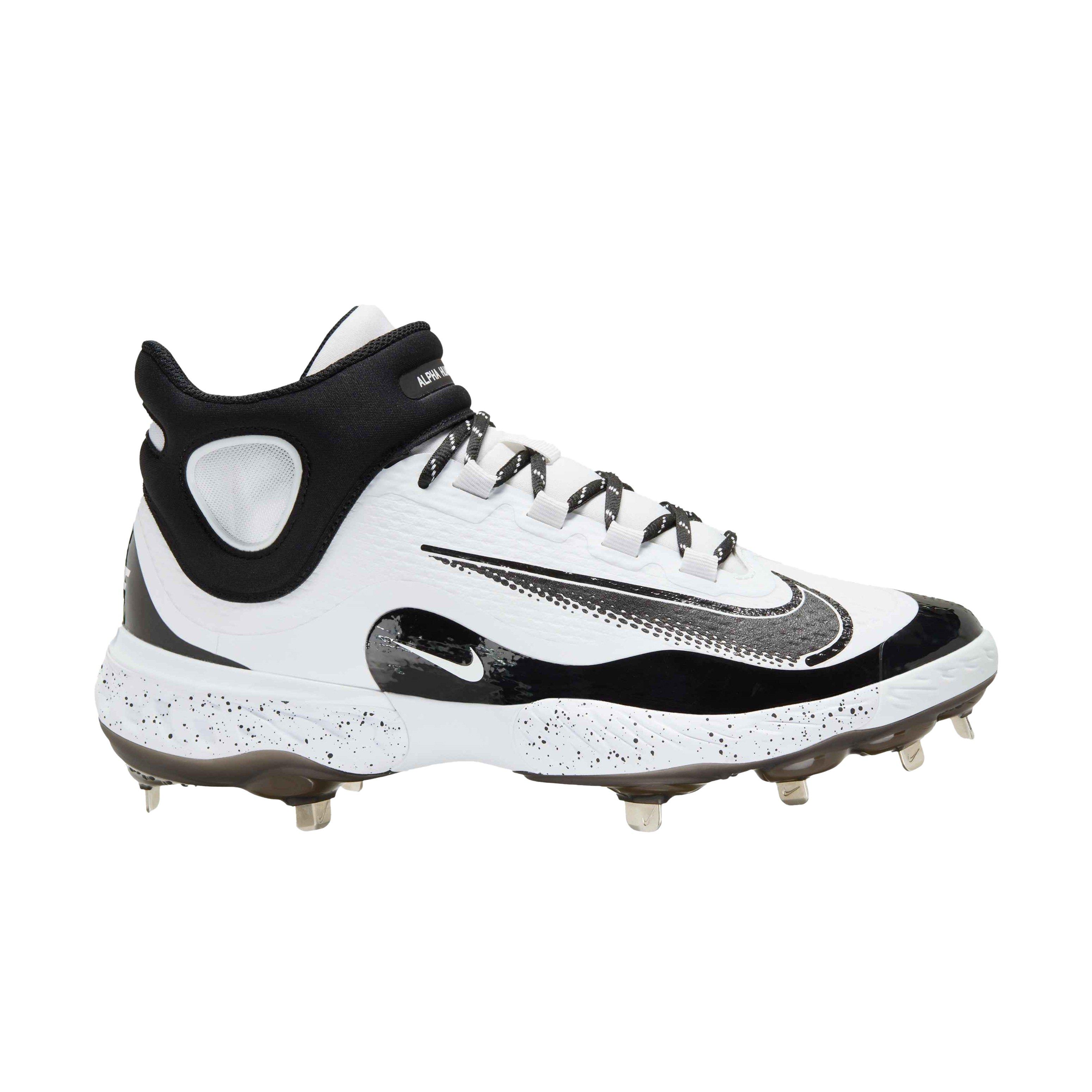 Nike Alpha Huarache Elite 4 Mid "White/Black" Men's Baseball Cleat - WHITE/BLACK Thumbnail View 1
