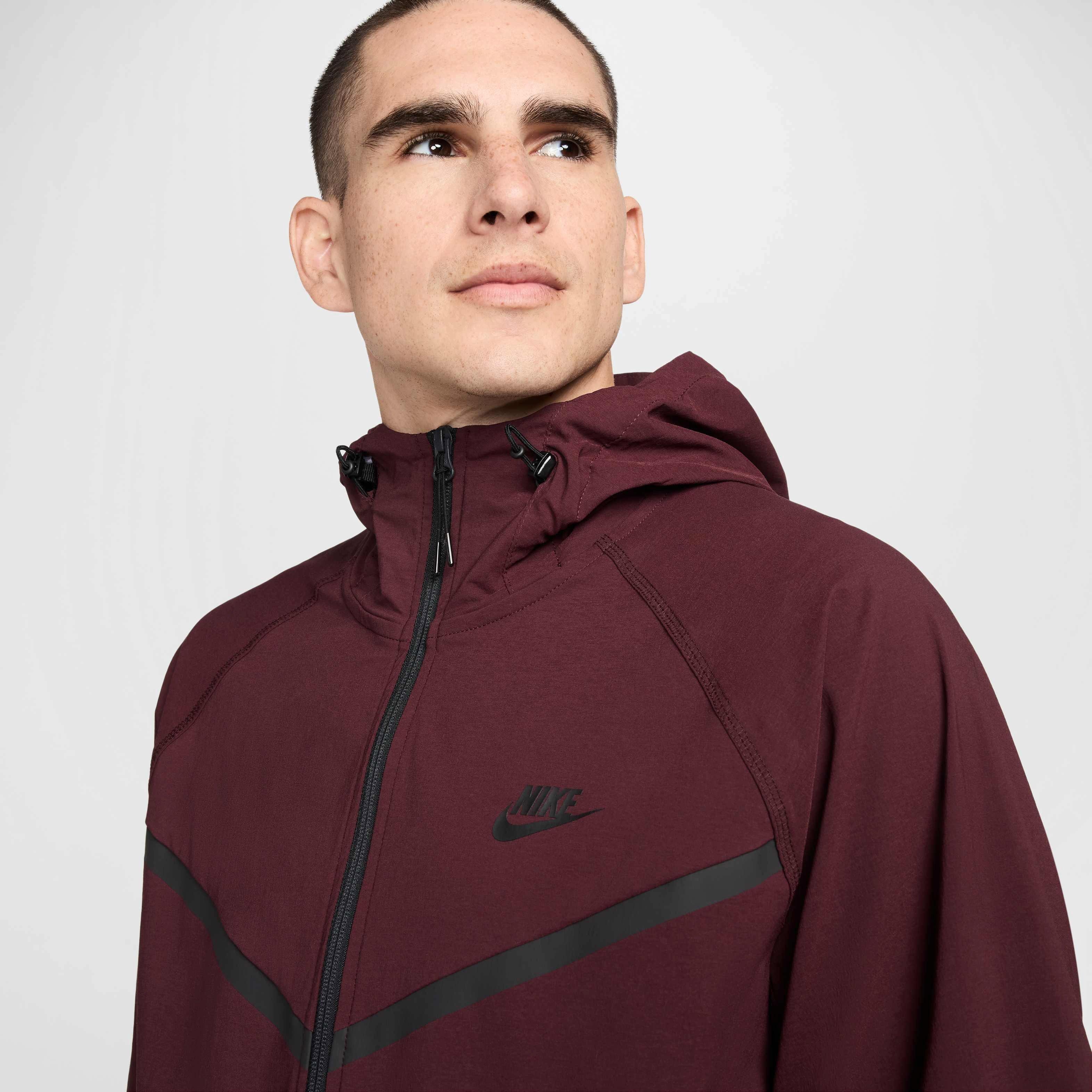 Nike Men's Tech​ Woven Full Zip Jacket - BURGUNDY Thumbnail View 3