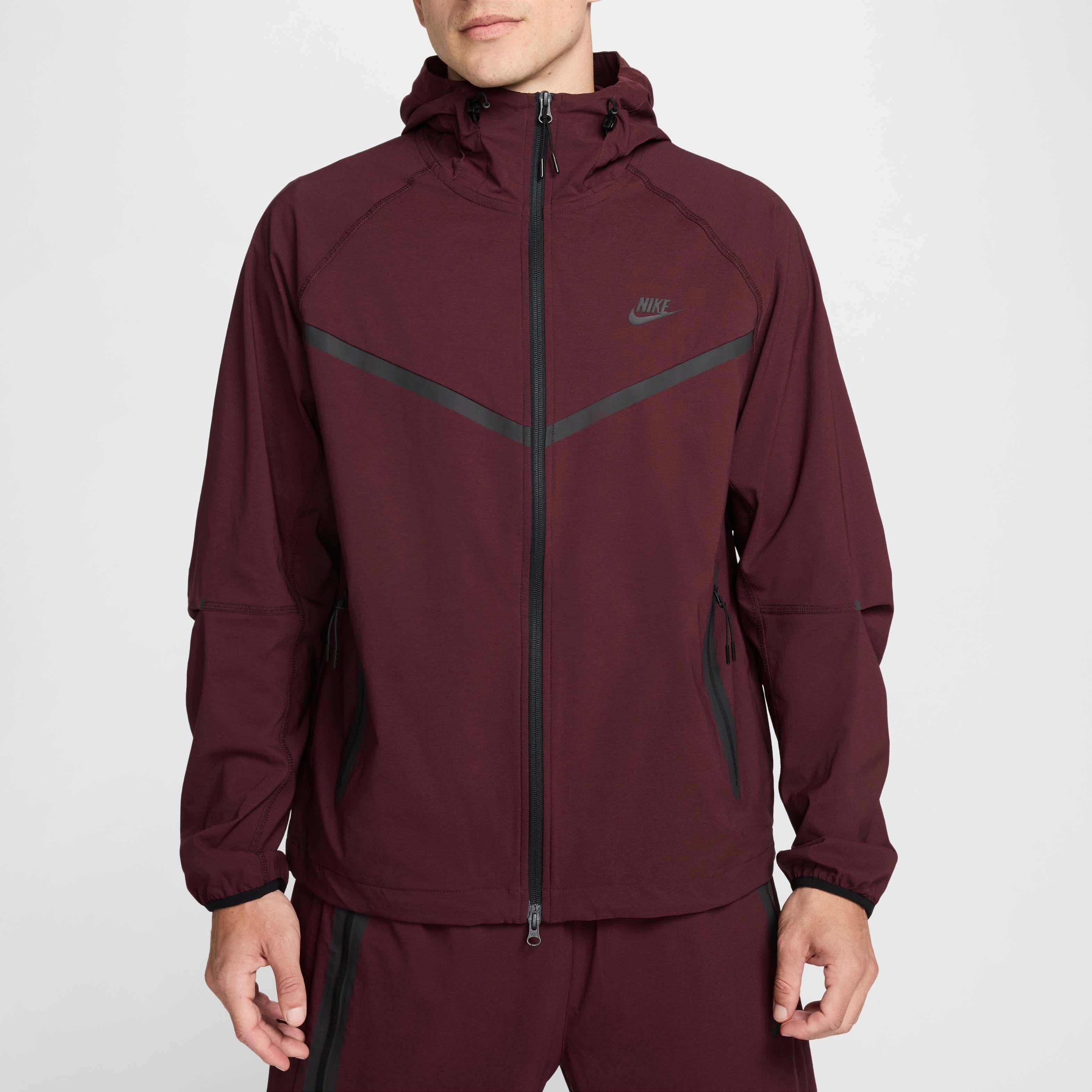 Nike Men's Tech​ Woven Full Zip Jacket - BURGUNDY Thumbnail View 4