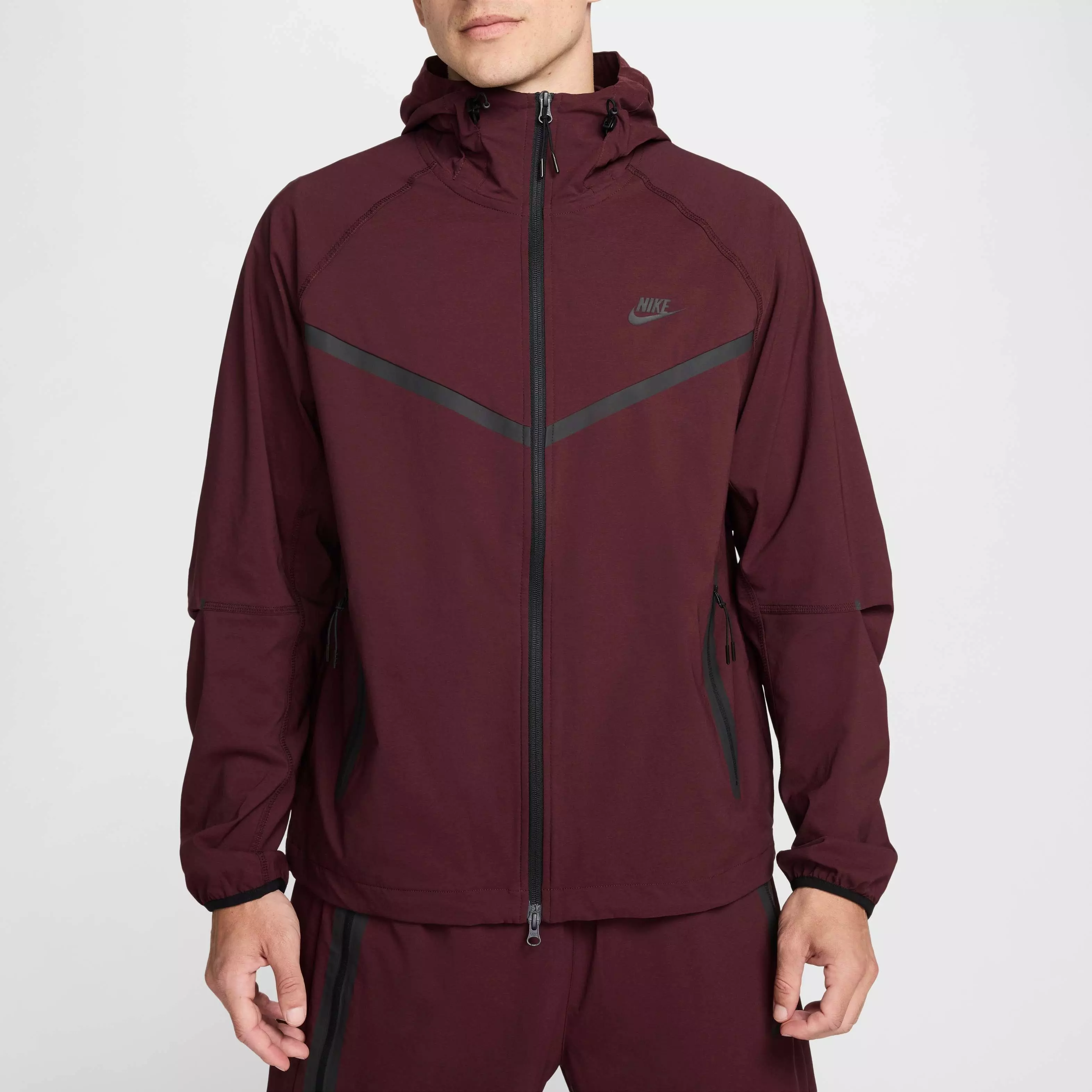 Nike Men's Tech​ Woven Full Zip Jacket - BURGUNDY