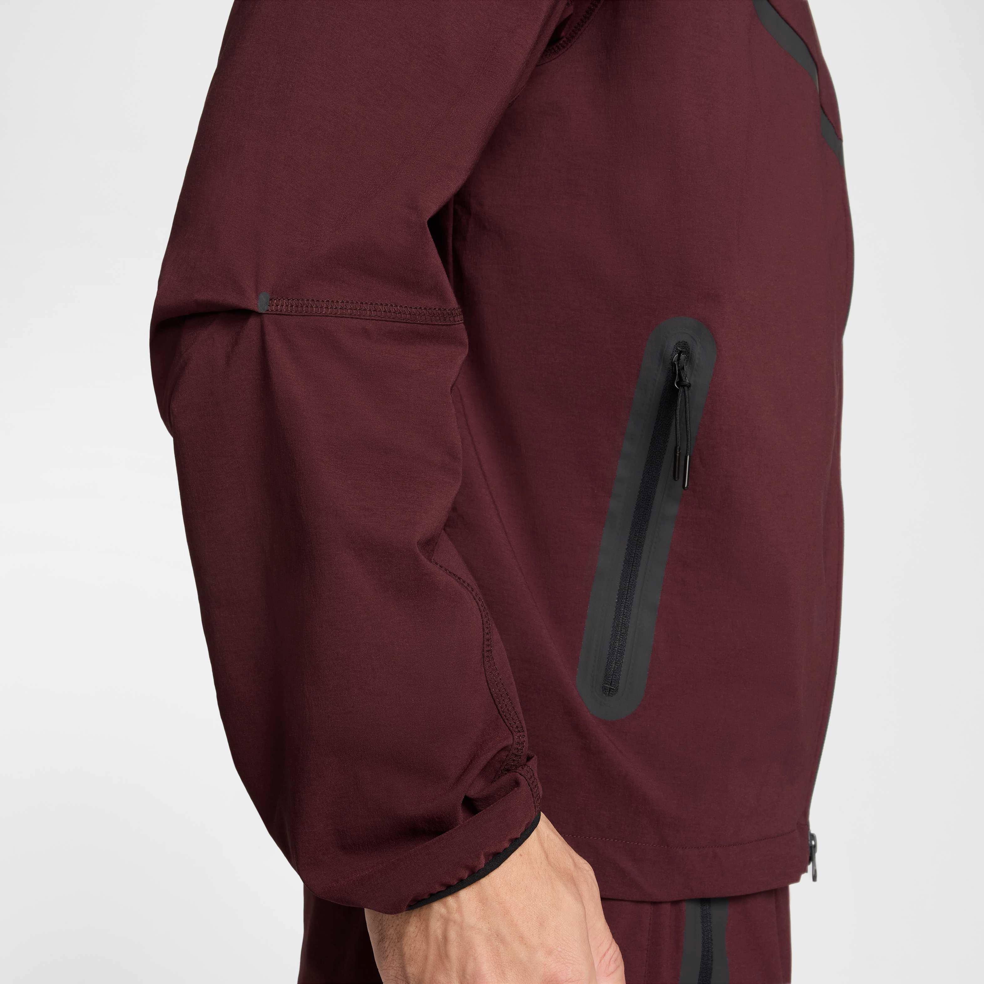 Nike Men's Tech​ Woven Full Zip Jacket - BURGUNDY Thumbnail View 7
