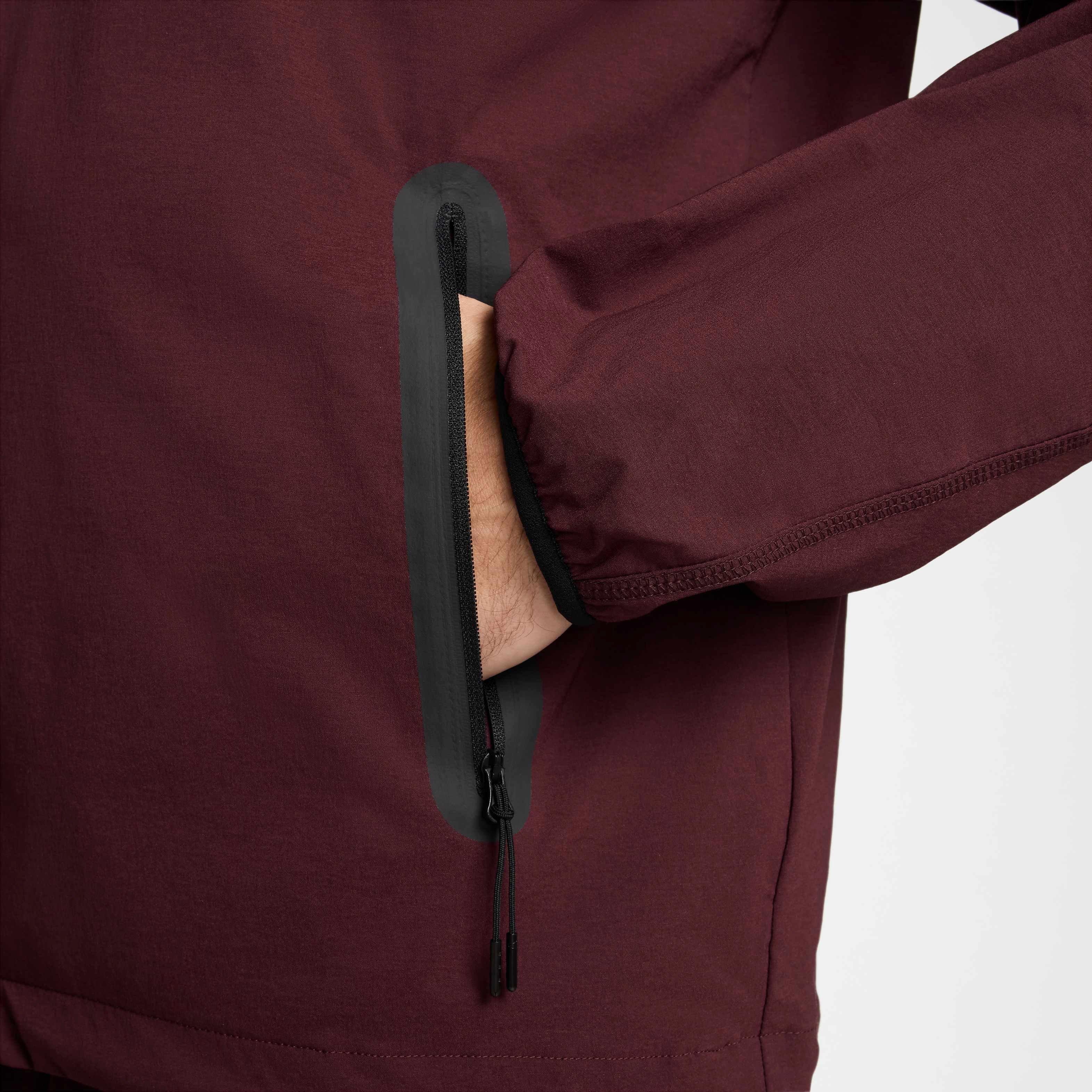 Nike Men's Tech​ Woven Full Zip Jacket - BURGUNDY Thumbnail View 8