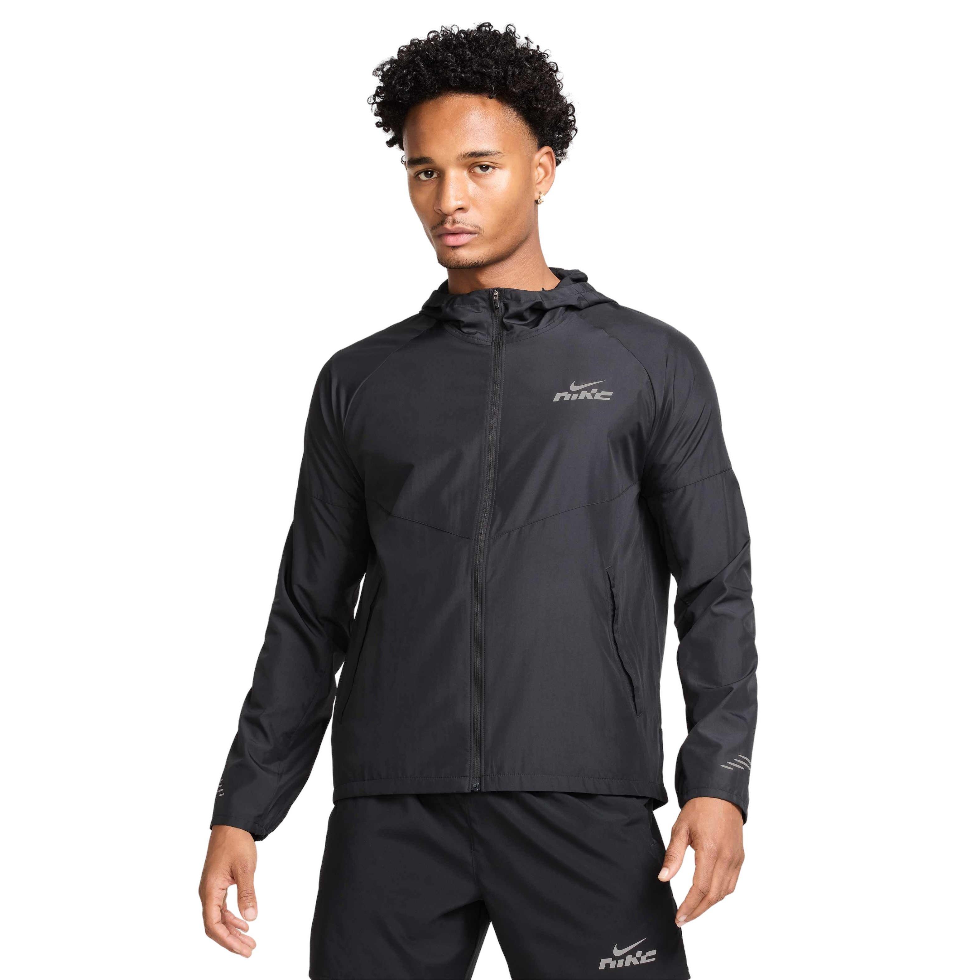 Nike Men's Miler Flash Water-Repellent Running Jacket - BLACK Thumbnail View 1