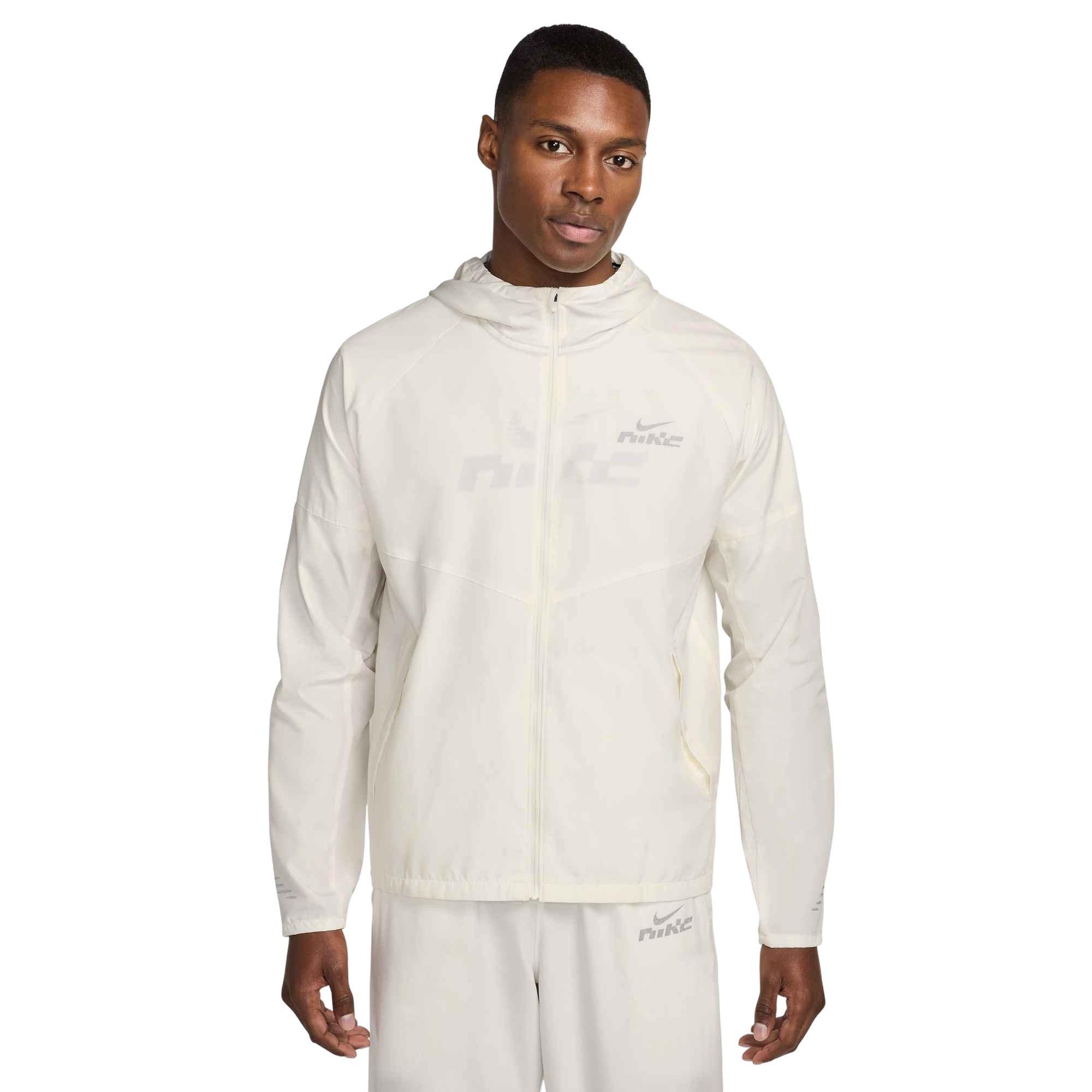 Nike Men's Miler Flash Water-Repellent Running Jacket - WHITE Thumbnail View 1