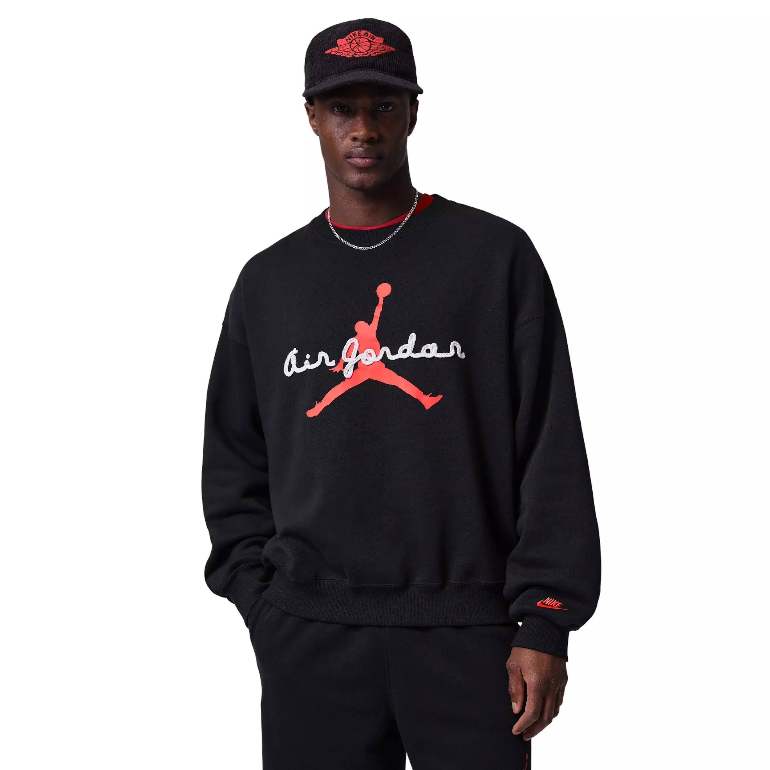 Jordan Men's Brooklyn Fleece Crewneck Sweatshirt - Black - BLACK