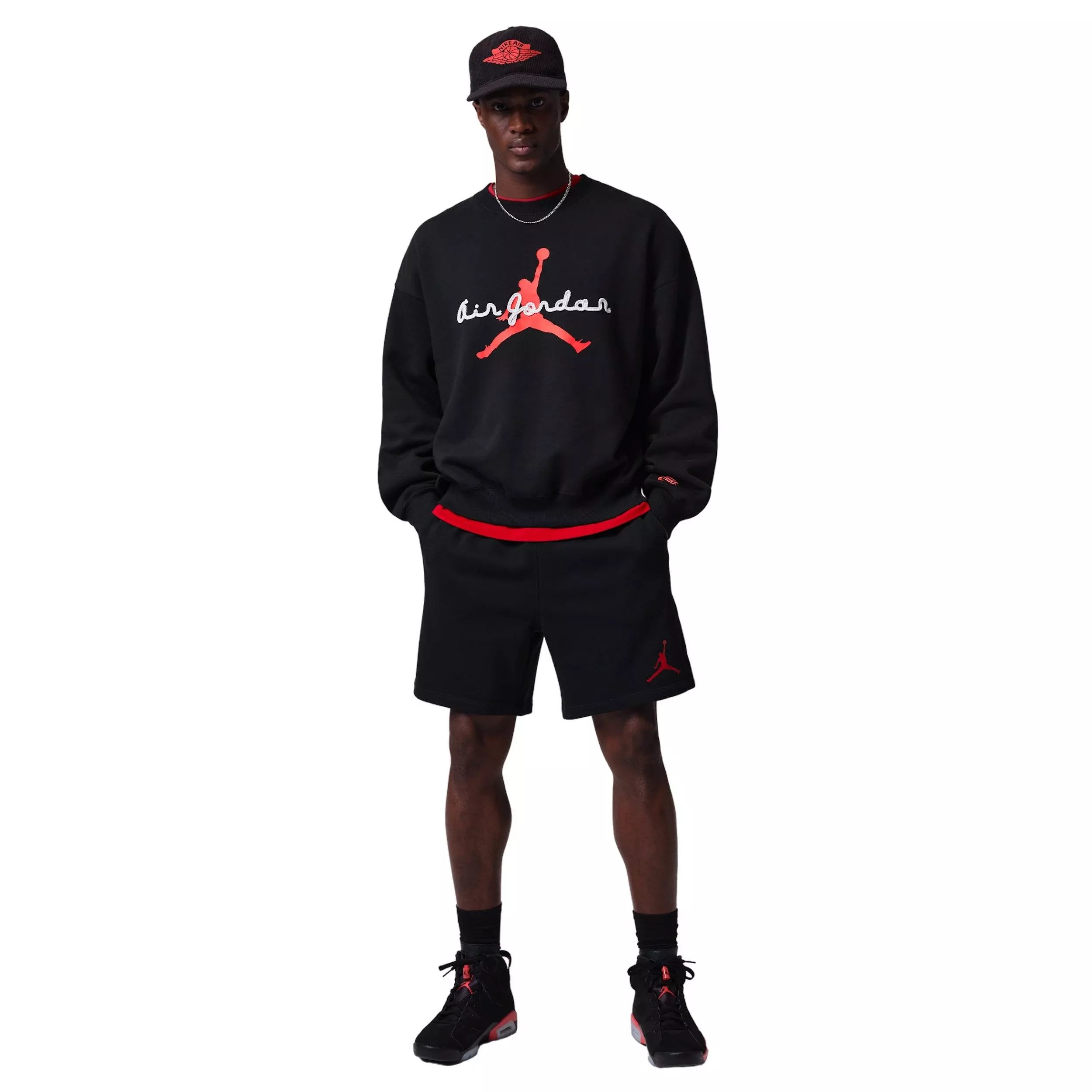 Jordan Men's Brooklyn Fleece Crewneck Sweatshirt -Black - BLACK