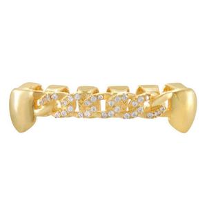 King Ice Iced Miami Cuban Link Grillz - Bottom - GOLD