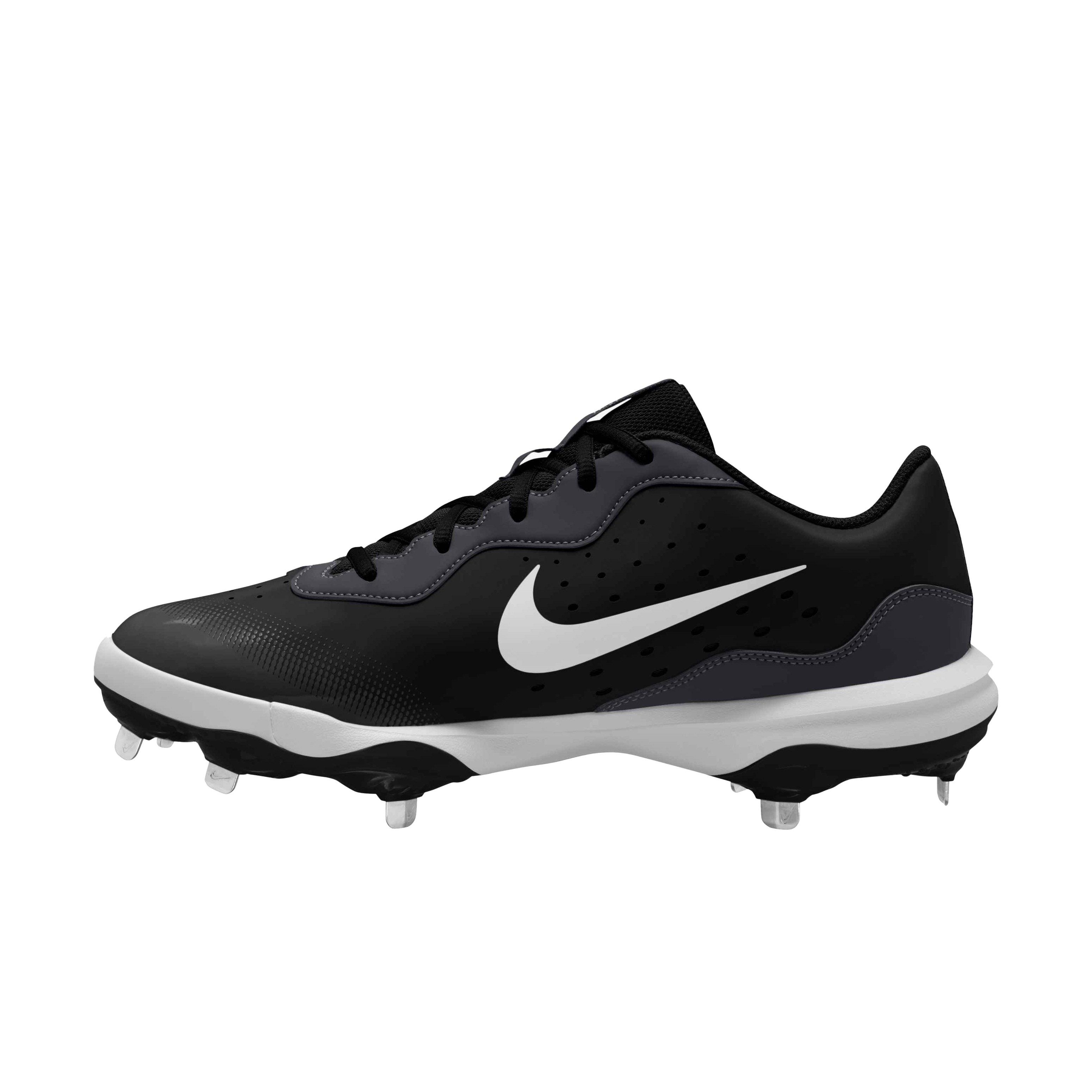 Nike Alpha Huarache Varsity 4 Low "Black/White/Dk Smoke Grey" Men's Baseball Cleat - BLACK/WHITE/DK SMOKE GREY Thumbnail View 2