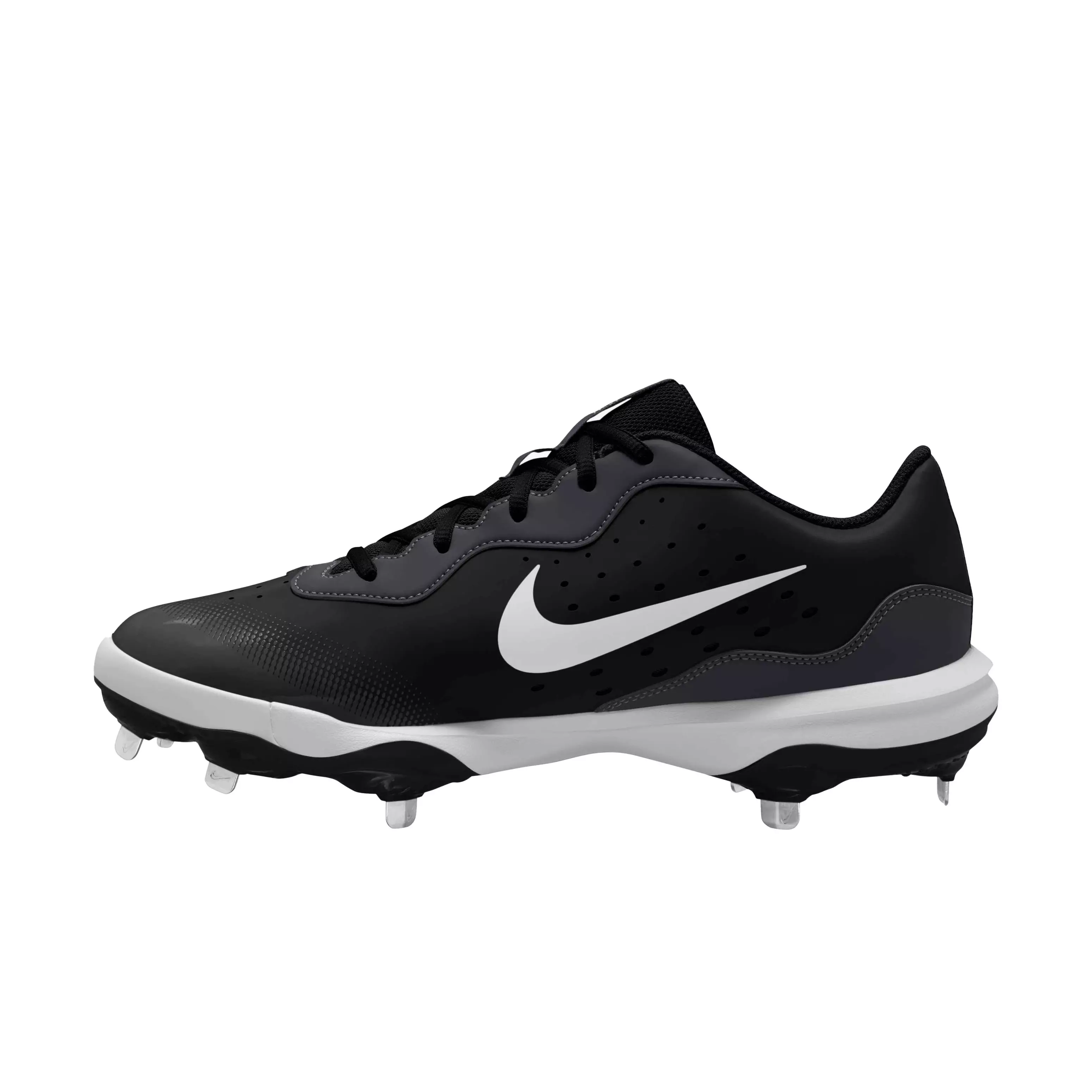 Nike Alpha Huarache Varsity 4 Low "Black/White/Dk Smoke Grey" Men's Baseball Cleat - BLACK/WHITE/DK SMOKE GREY
