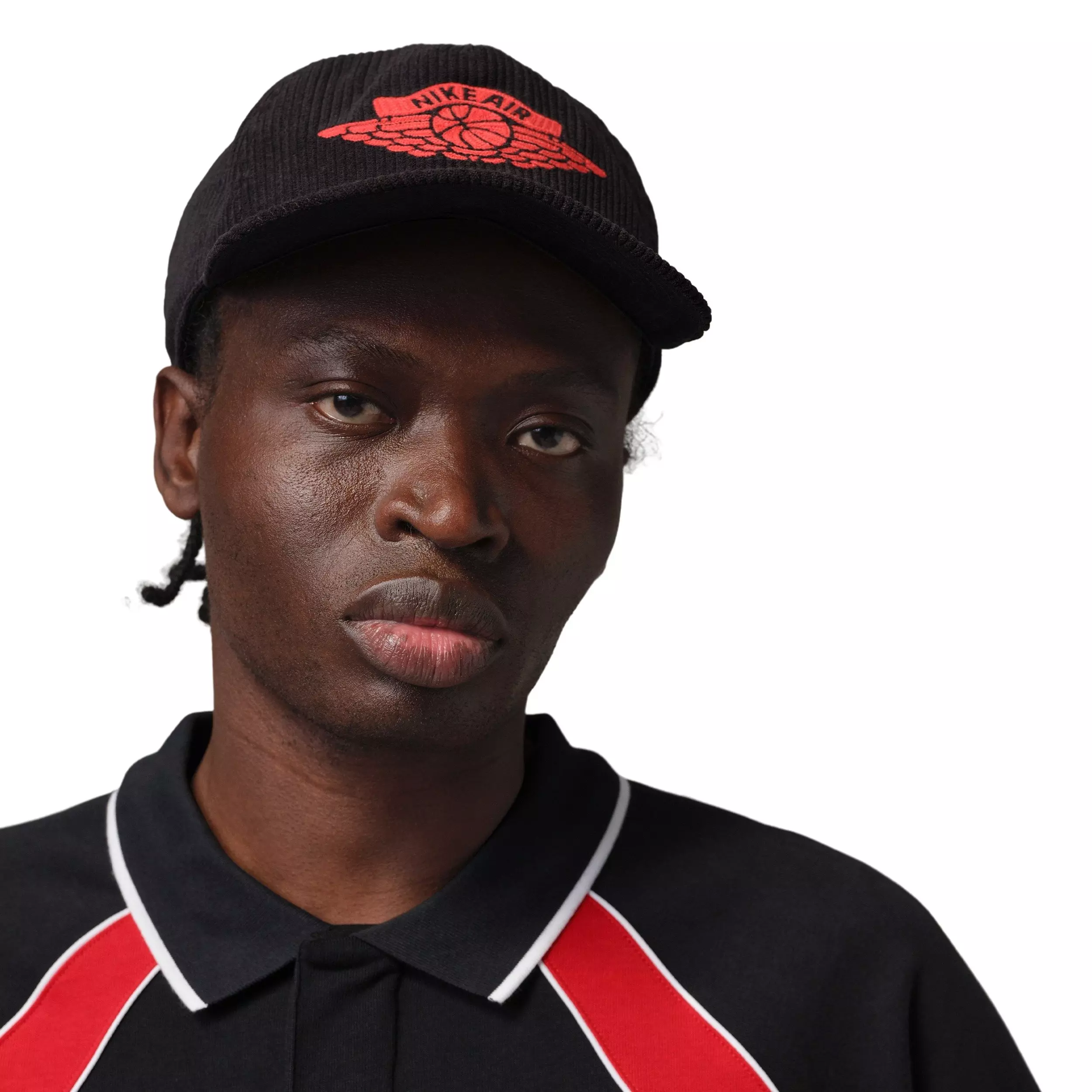 Jordan Men's Flight Long Sleeve Polo Jersey - BLACK/WHITE