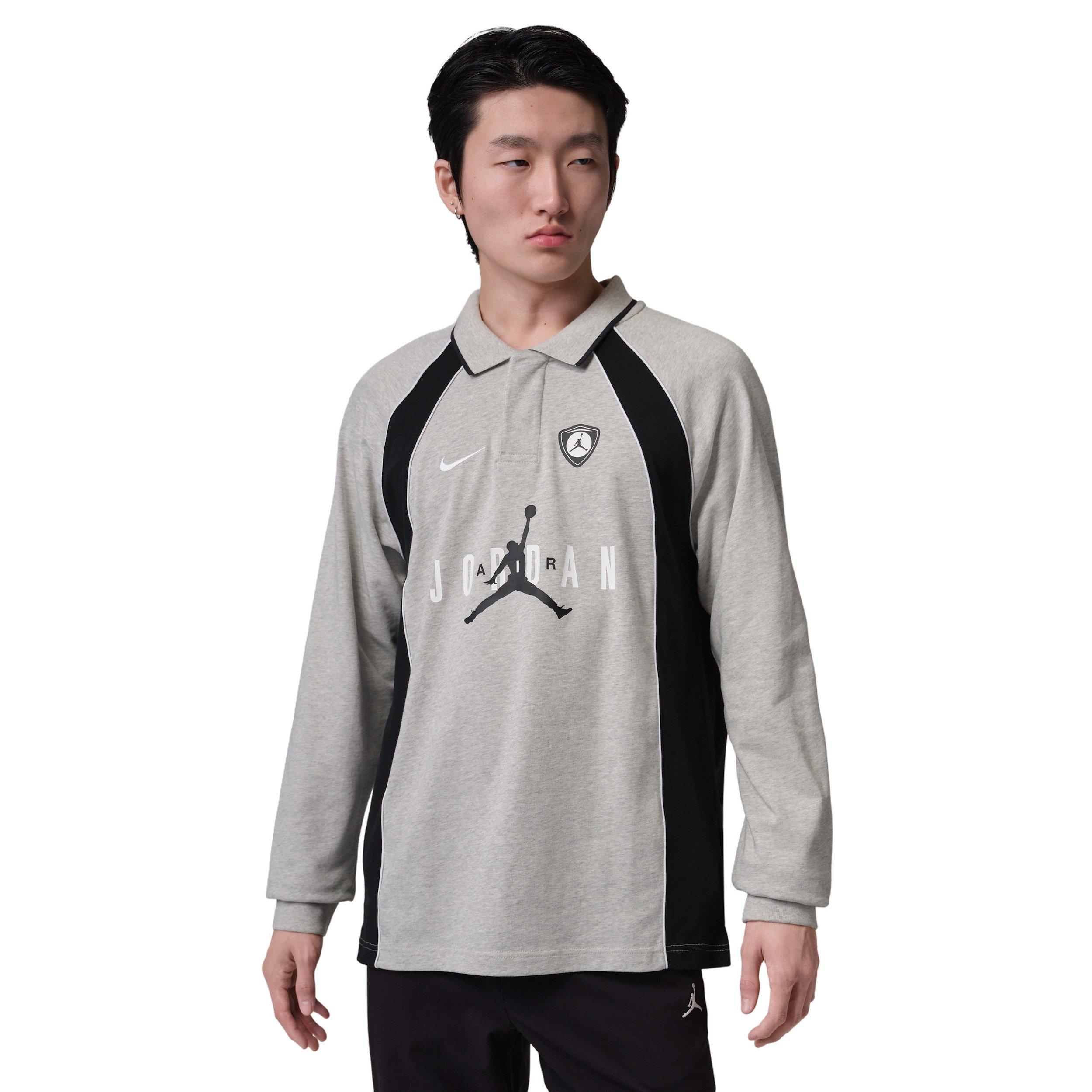 Jordan Men's Flight Long Sleeve Polo Jersey - BLACK/WHITE Thumbnail View 1