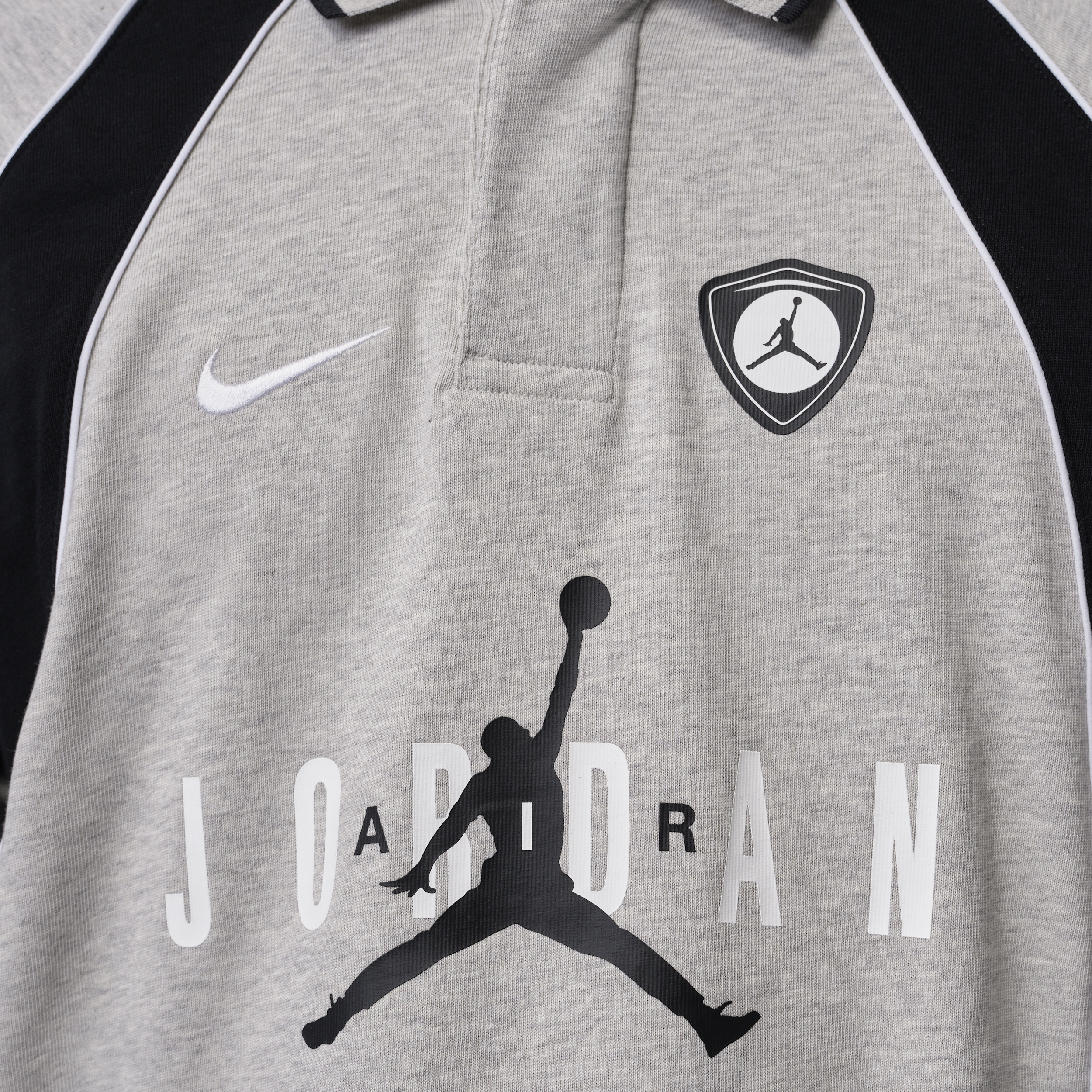Jordan Men's Flight Long Sleeve Polo Jersey - BLACK/WHITE Thumbnail View 4