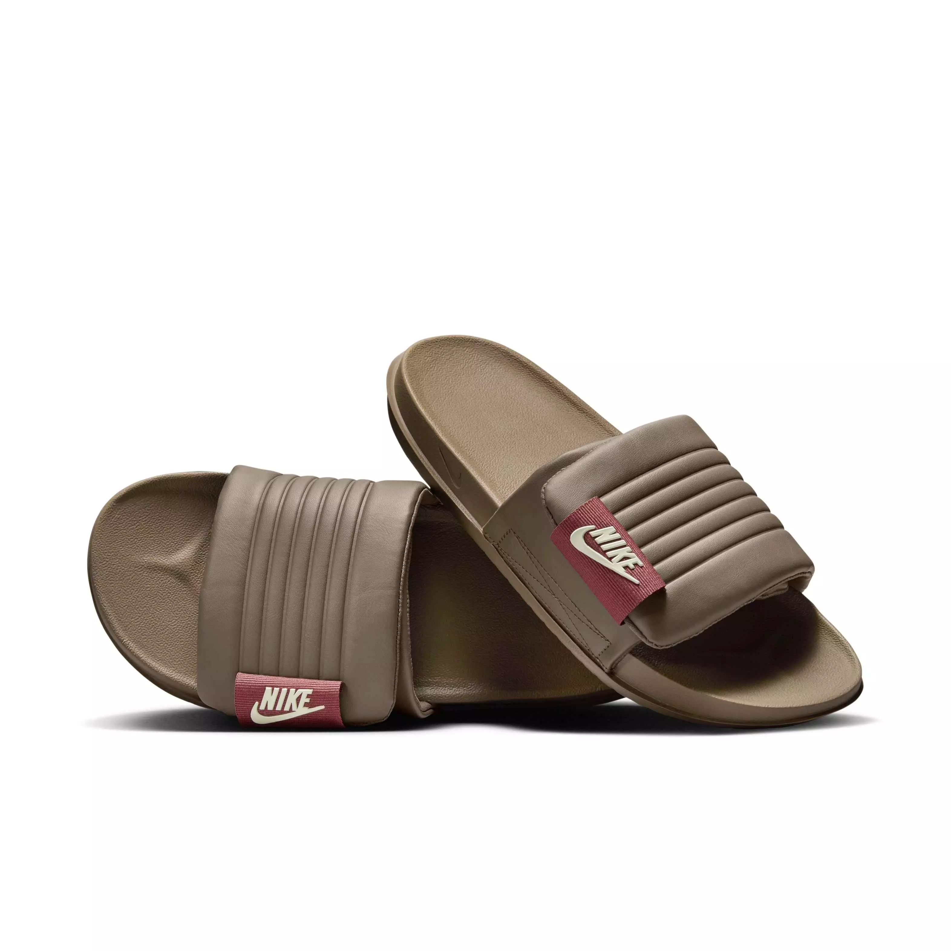 Nike Offcourt Adjust "Ironstone/Red Sepia/Coconut Milk" Men's Slide - BROWN/RED/WHITE
