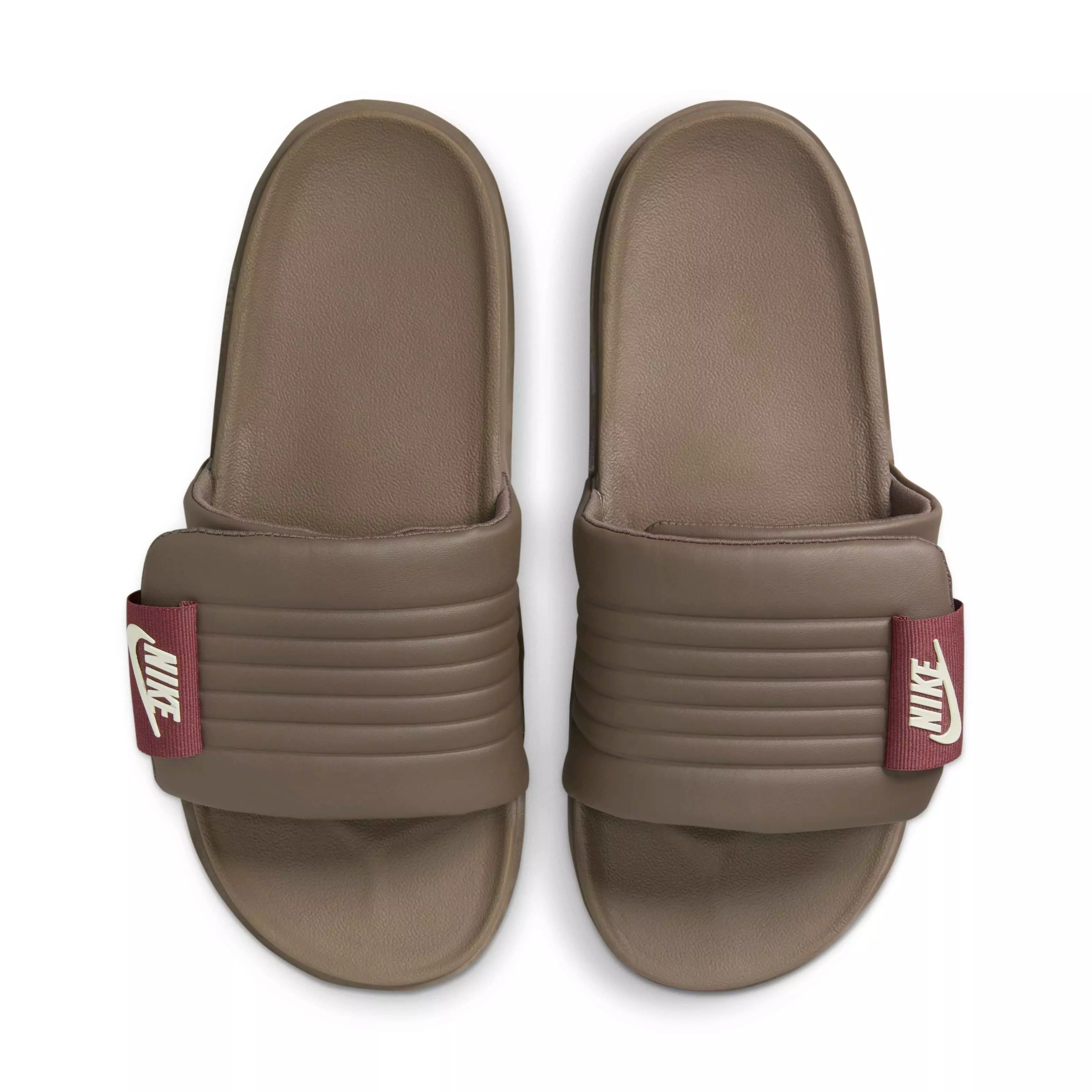 Nike Offcourt Adjust "Ironstone/Red Sepia/Coconut Milk" Men's Slide - BROWN/RED/WHITE