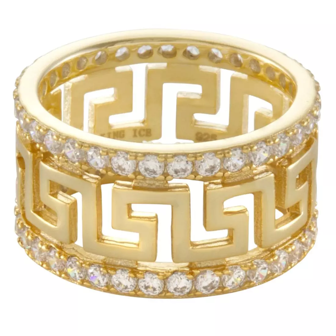King Ice Greek Key Ring - Gold - GOLD