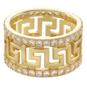 King Ice Greek Key Ring - Gold - GOLD
