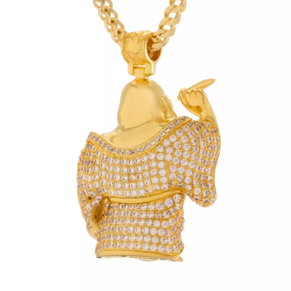 King Ice Iced Laughing Buddha Necklace - Gold - GOLD