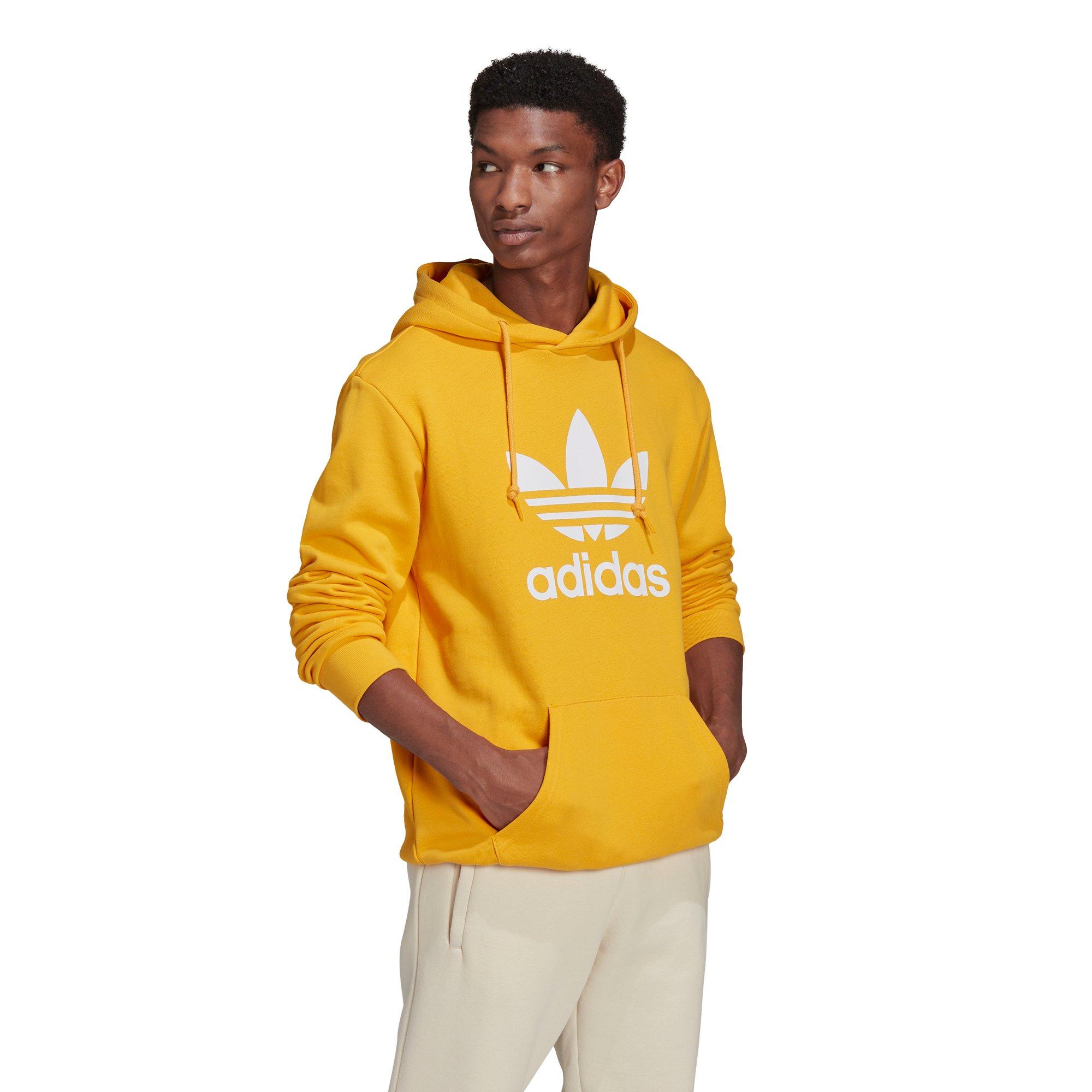 Adidas originals trefoil logo adicolor tnt tape hoodie yellow sale