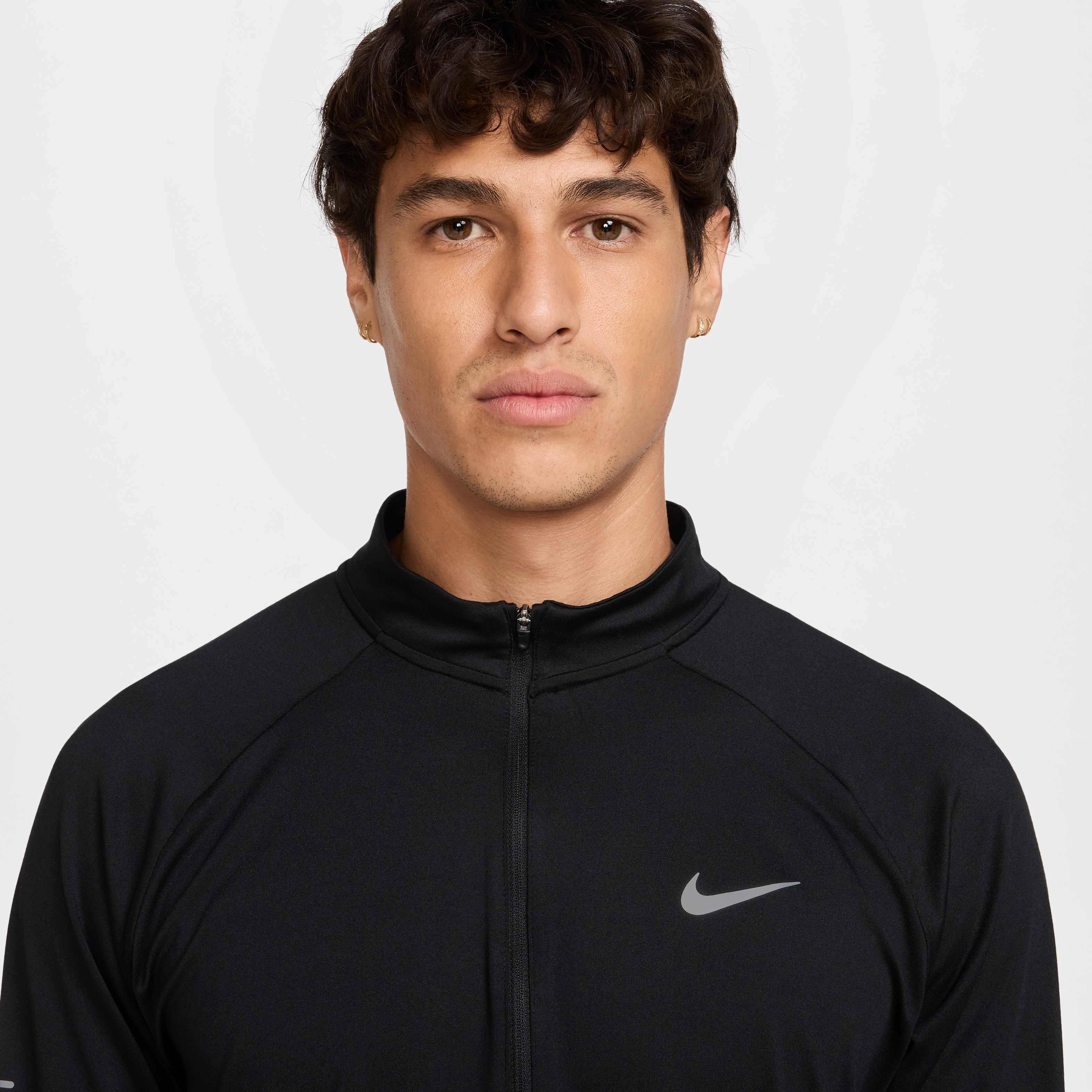 Nike Men's Stride Dri-FIT 1/4-Zip Midlayer Running Top - BLACK Thumbnail View 3