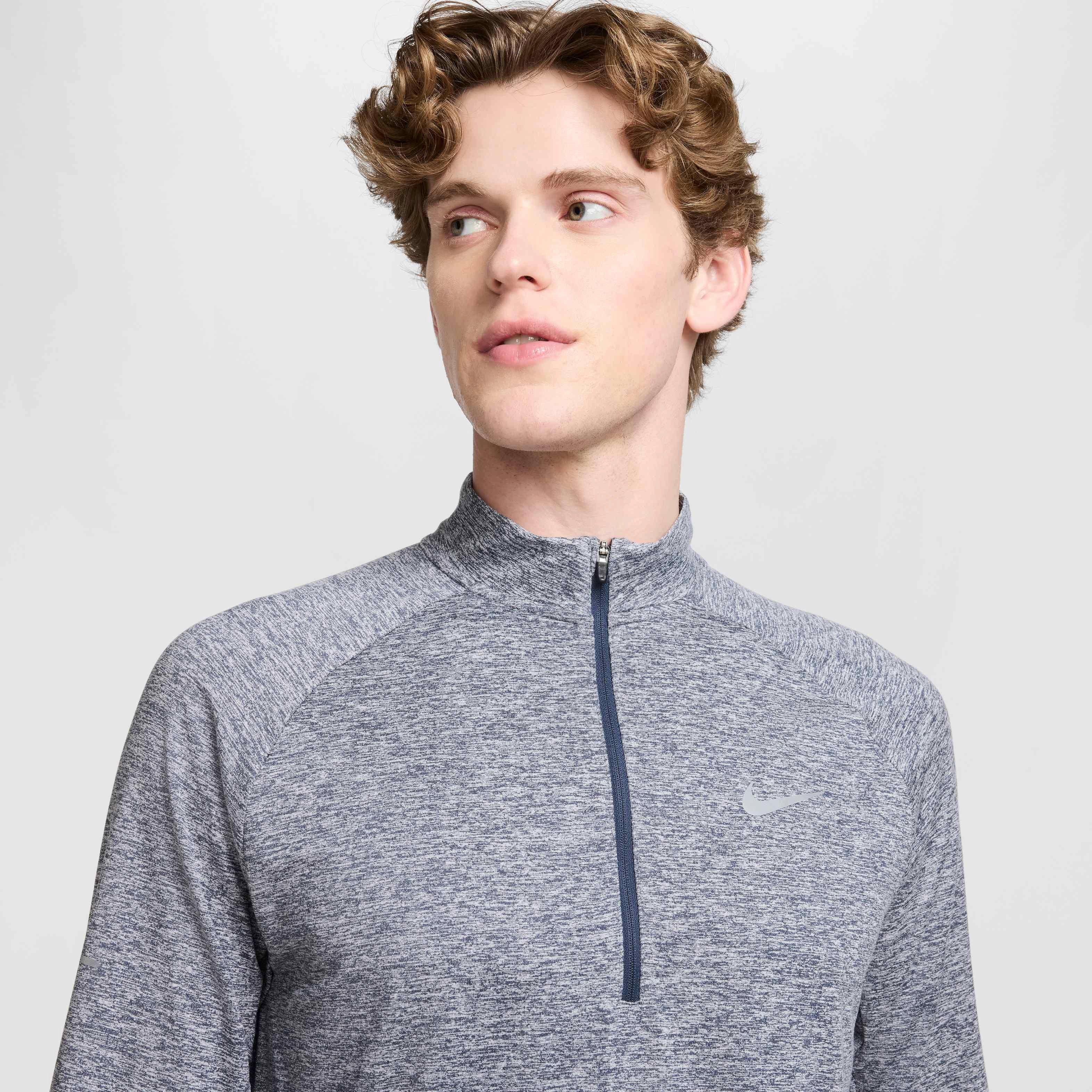 Nike Men's Stride Dri-FIT 1/4-Zip Midlayer Running Top - BLUE Thumbnail View 3