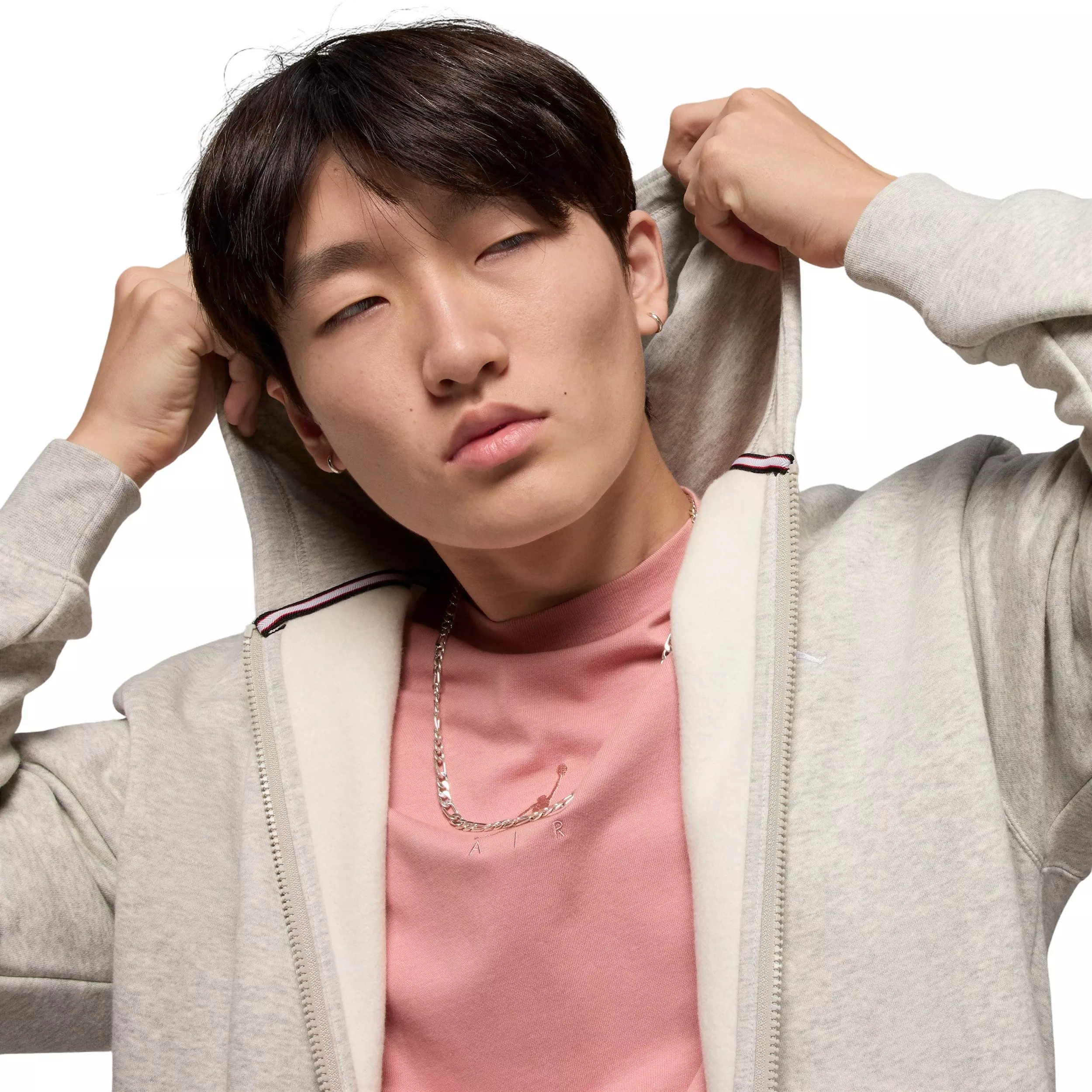 Jordan Men's Brooklyn Fleece Full-Zip Hooded Jacket - Grey - GREY