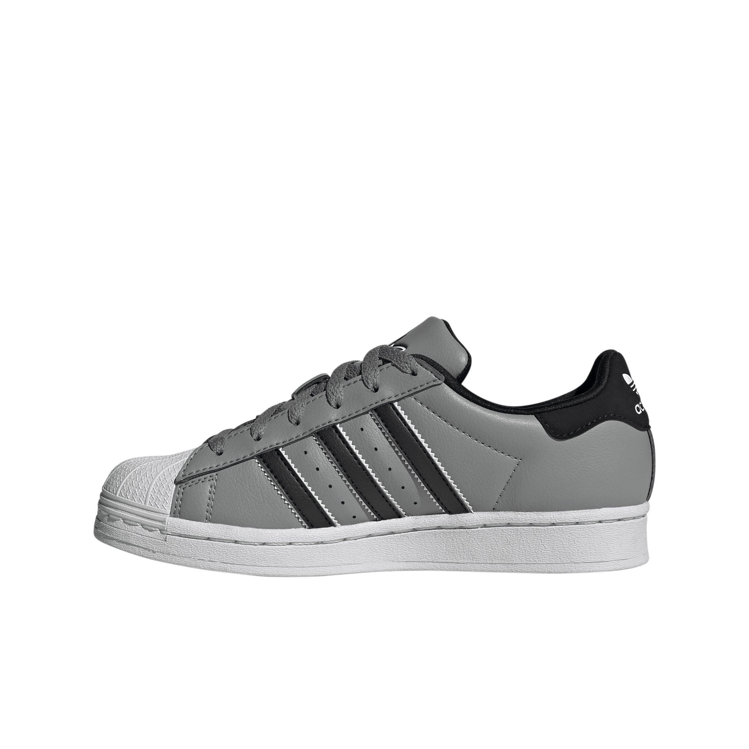 adidas Originals Superstar Grey Three Core Black Ftwr White Grade School Boys Shoe