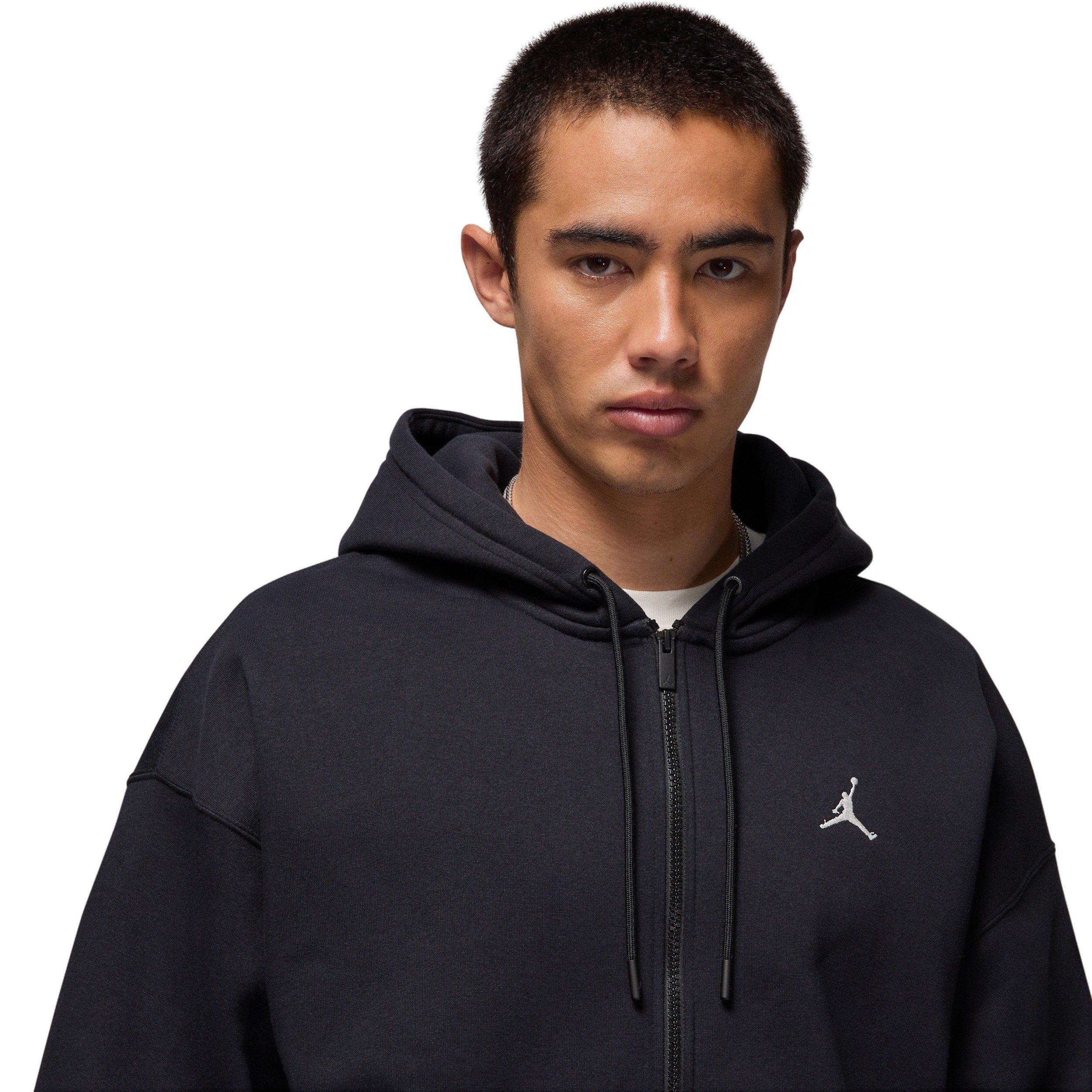 Jordan Men's Brooklyn Fleece Oversized Full-Zip Hoodie - BLACK Thumbnail View 3