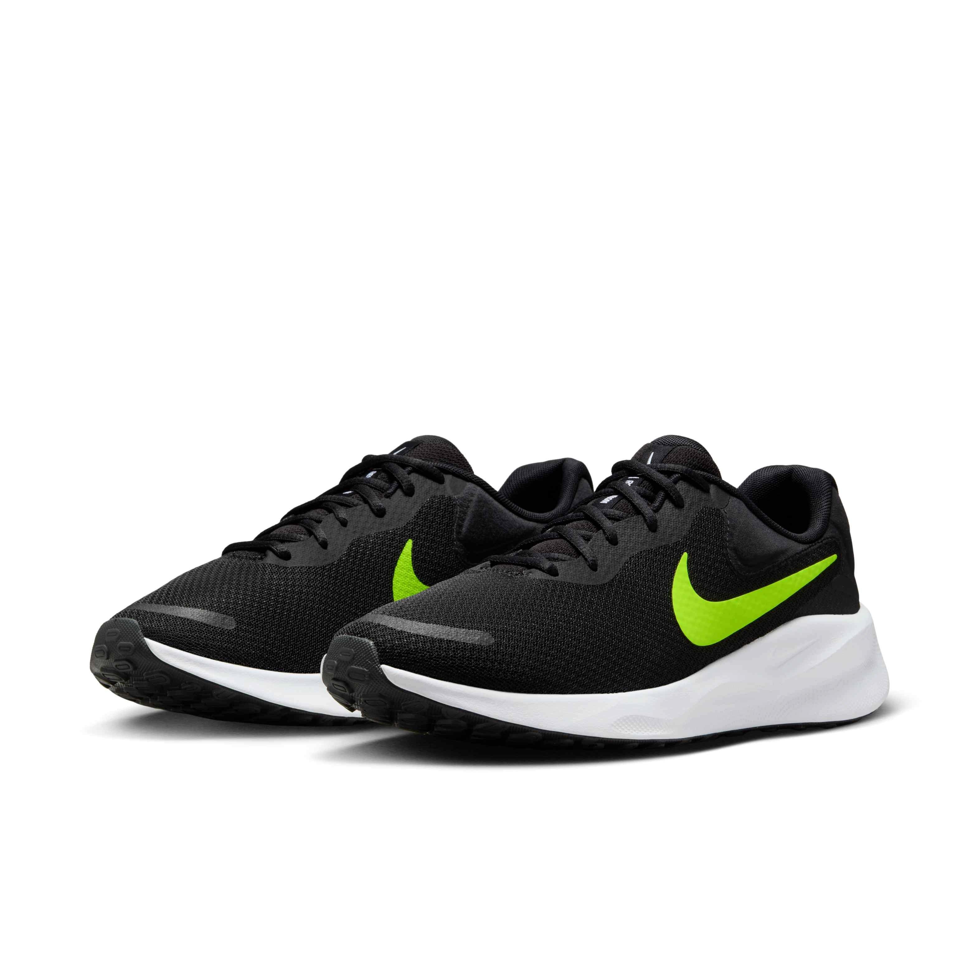 Nike Revolution 7 "Black/White/Volt" Men's Running Shoe - BLACK/WHITE/VOLT Thumbnail View 3