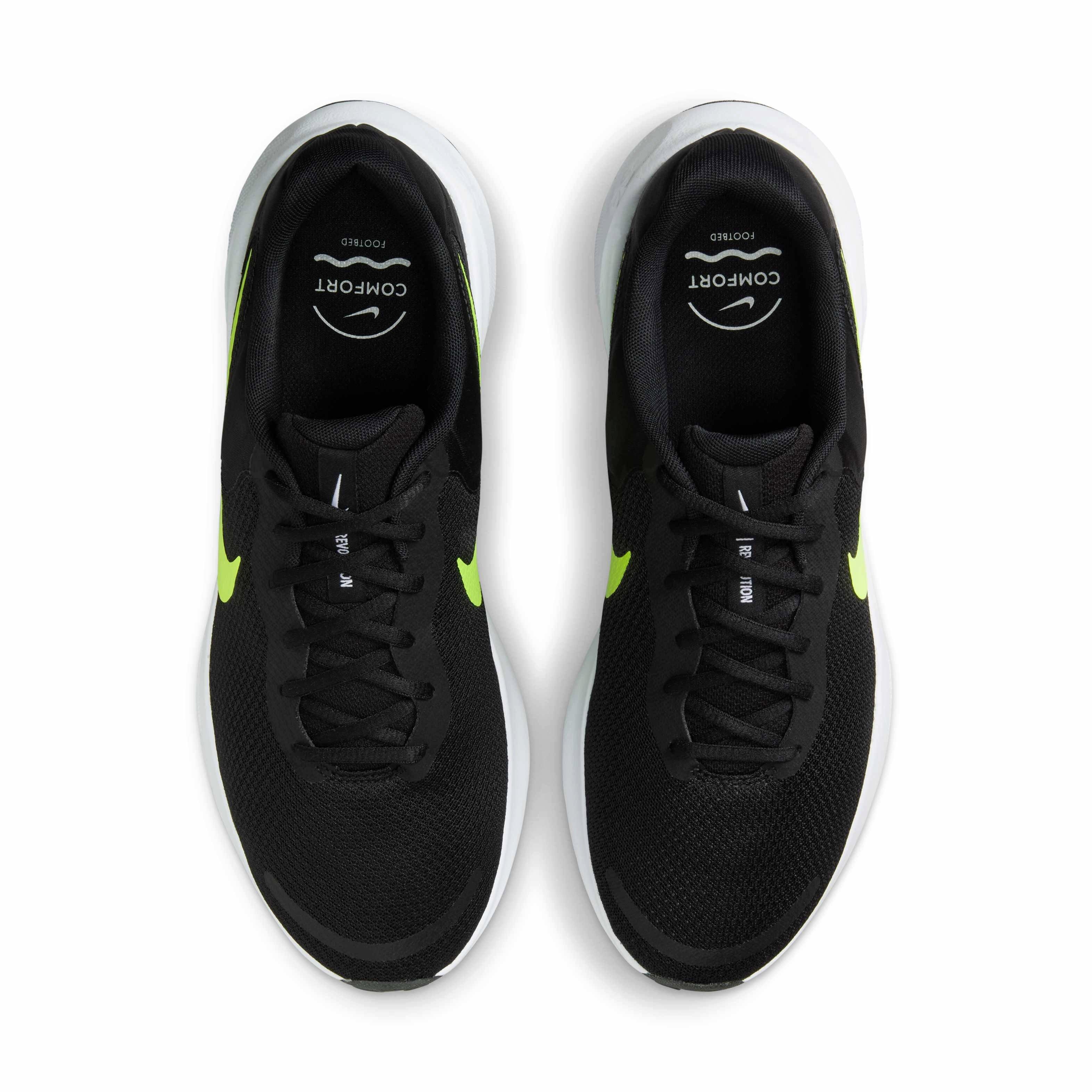 Nike Revolution 7 "Black/White/Volt" Men's Running Shoe - BLACK/WHITE/VOLT Thumbnail View 4